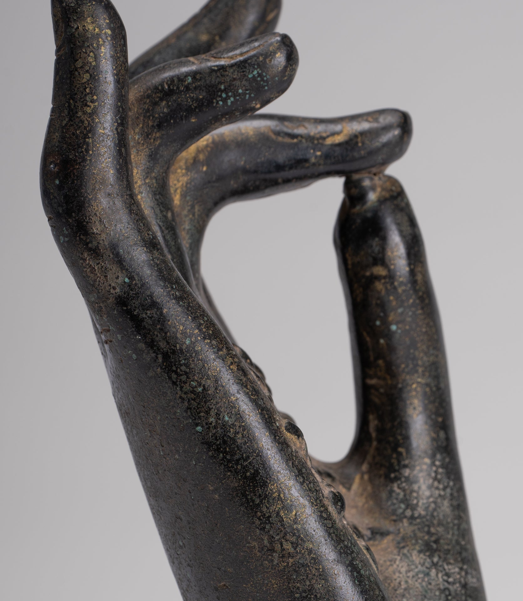 Antique Khmer Style Southeast Asia Bronze Teaching Hand - 22cm/9"