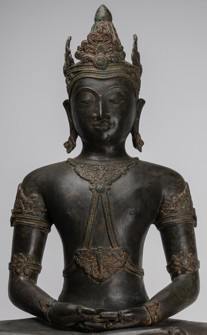 Buddha Statue - Antique Chiang Saen Style Royal Meditation Buddha Statue - 86cm/34"
