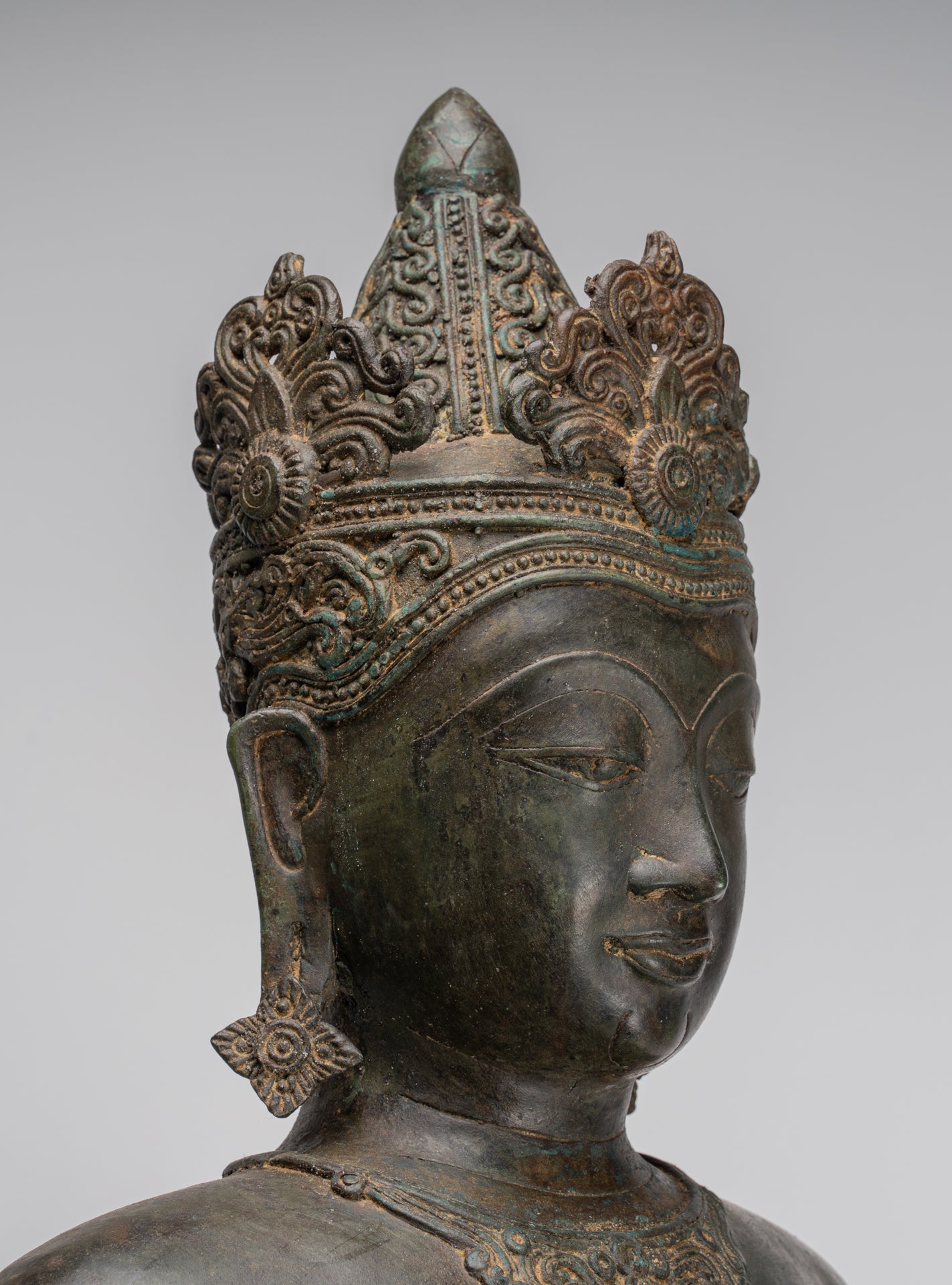 Buddha Statue - Antique Chiang Saen Style Royal Meditation Buddha Statue - 86cm/34"