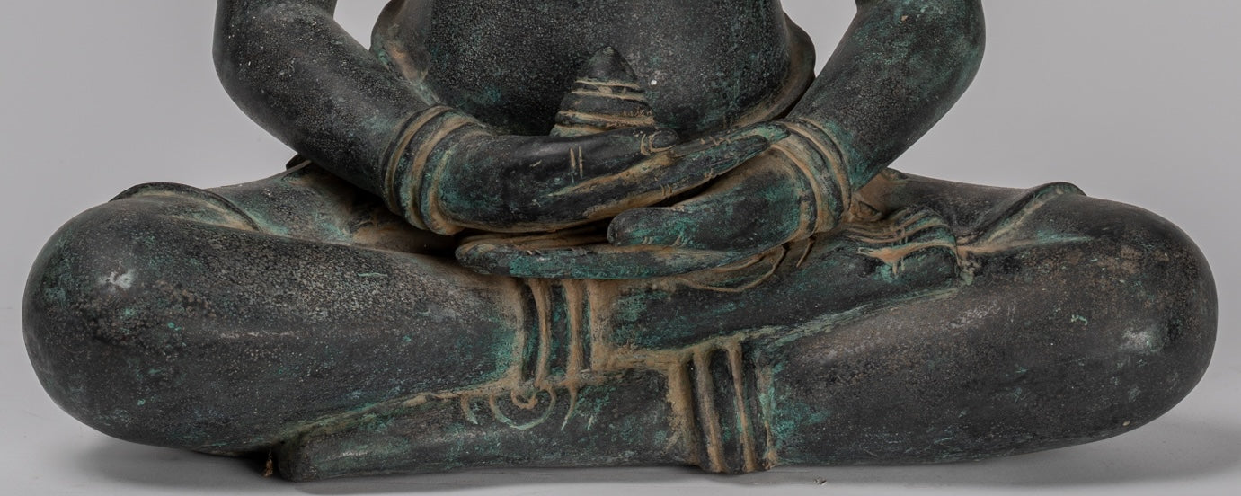 Estatua de Buda - Estatua de Buda de Meditación Amitabha de Bronce Antique Khmer - 55cm/22 "