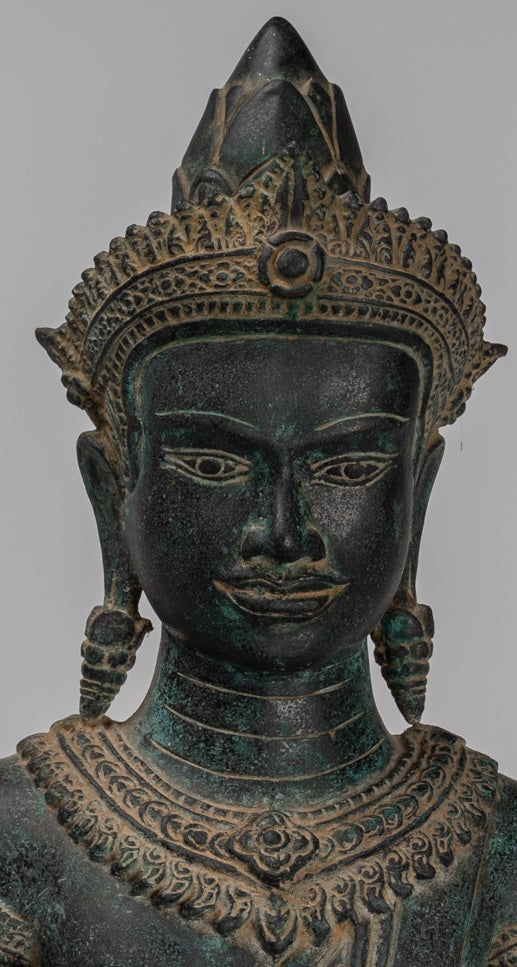 Estatua de Buda - Estatua de Buda de Meditación Amitabha de Bronce Antique Khmer - 55cm/22 "