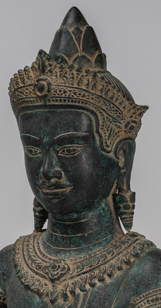 Estatua de Buda - Estatua de Buda de Meditación Amitabha de Bronce Antique Khmer - 55cm/22 "