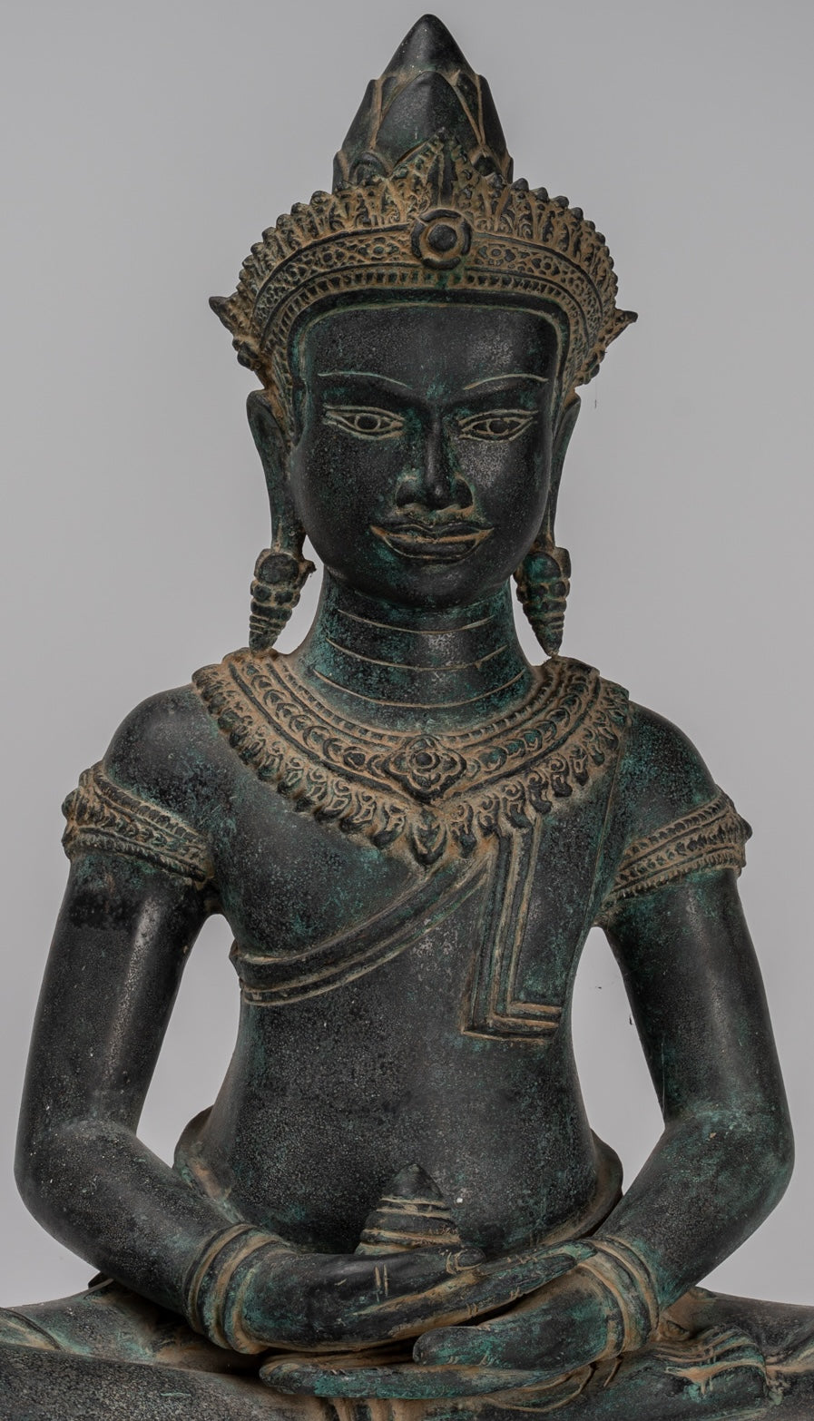 Estatua de Buda - Estatua de Buda de Meditación Amitabha de Bronce Antique Khmer - 55cm/22 "