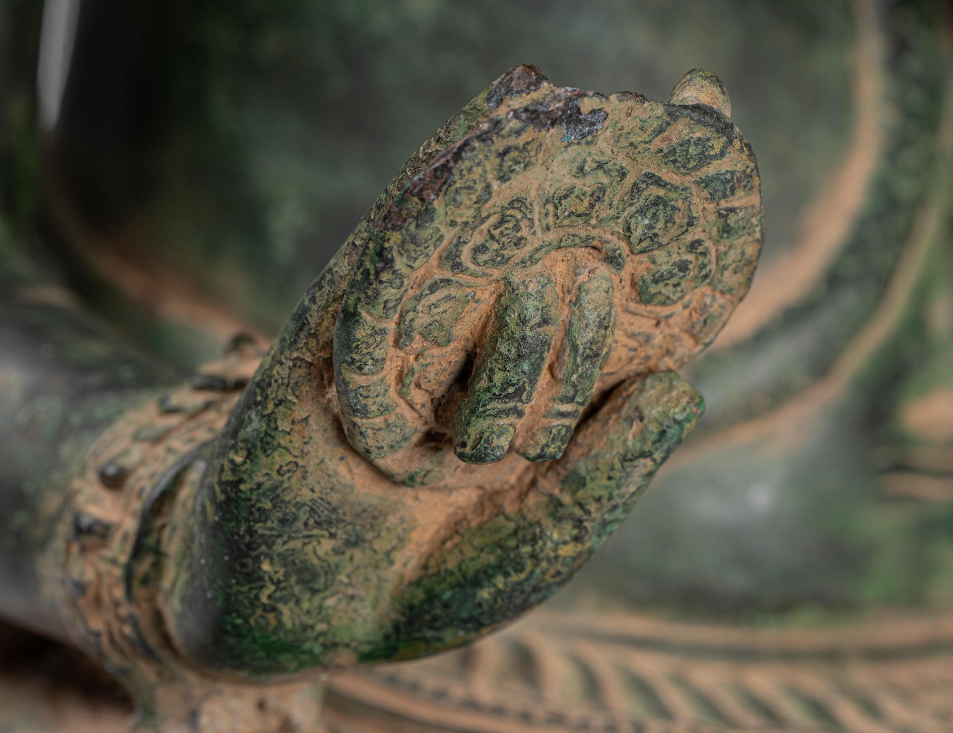 Ganesha Statue - Antique Khmer Style Bronze Seated Ganesh Statue - 60cm/24"