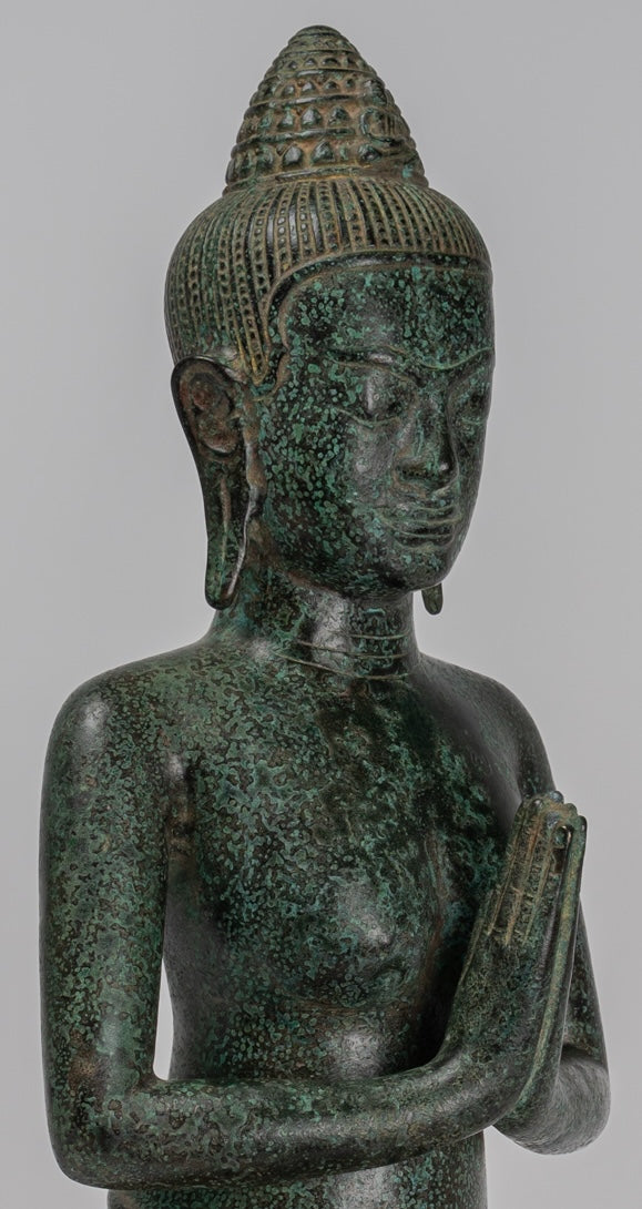 Deity Statue - Antique Khmer Style Bayon Prajnaparamita Statue / Goddess - 45cm/18"