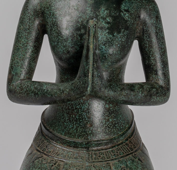 Deity Statue - Antique Khmer Style Bayon Prajnaparamita Statue / Goddess - 45cm/18"