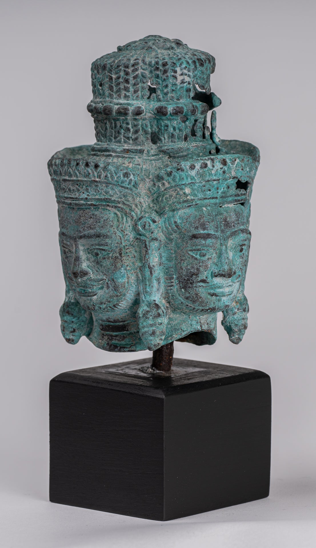 Brahma Statue - Antique Khmer in stile Khmer Monte Bronzo Brahma Head - Hindu God Creation - 18 cm/7 "