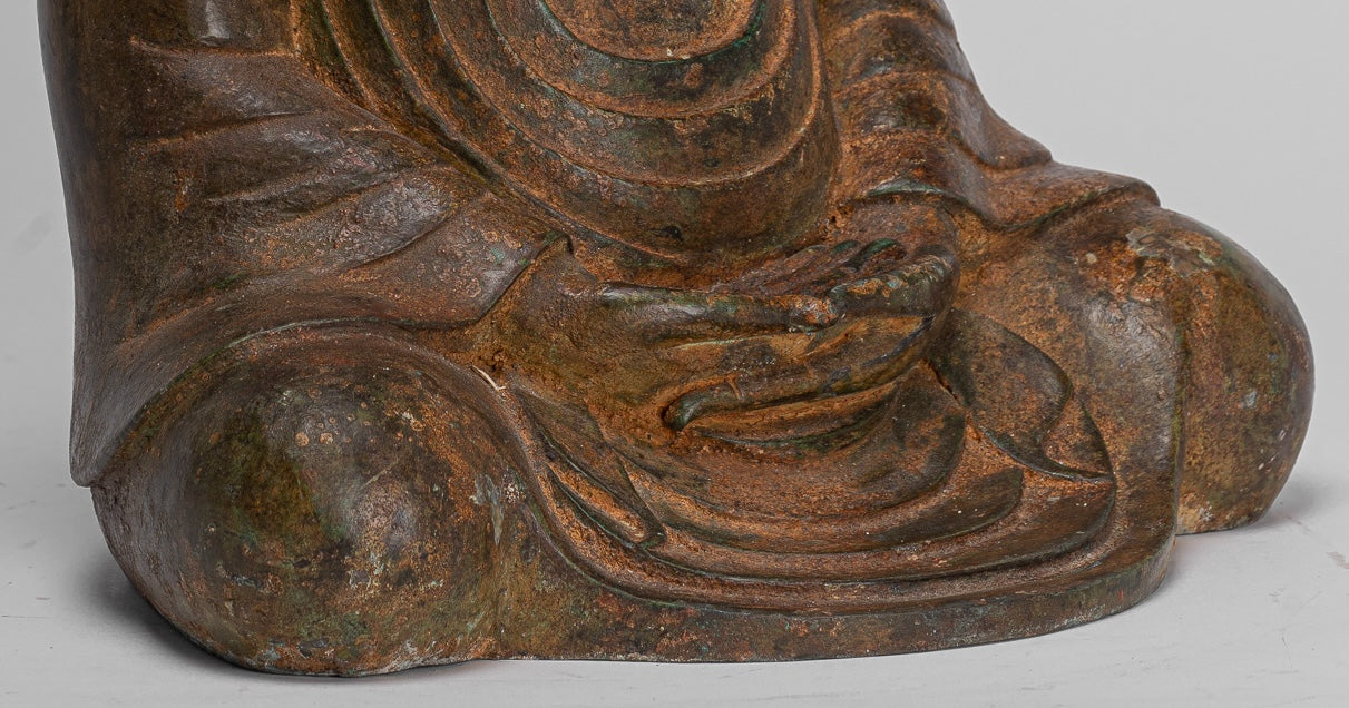 Japanese Buddha - Antique Japanese Style Bronze Seated Meditation Amitabha Buddha Statue - 36cm/14"