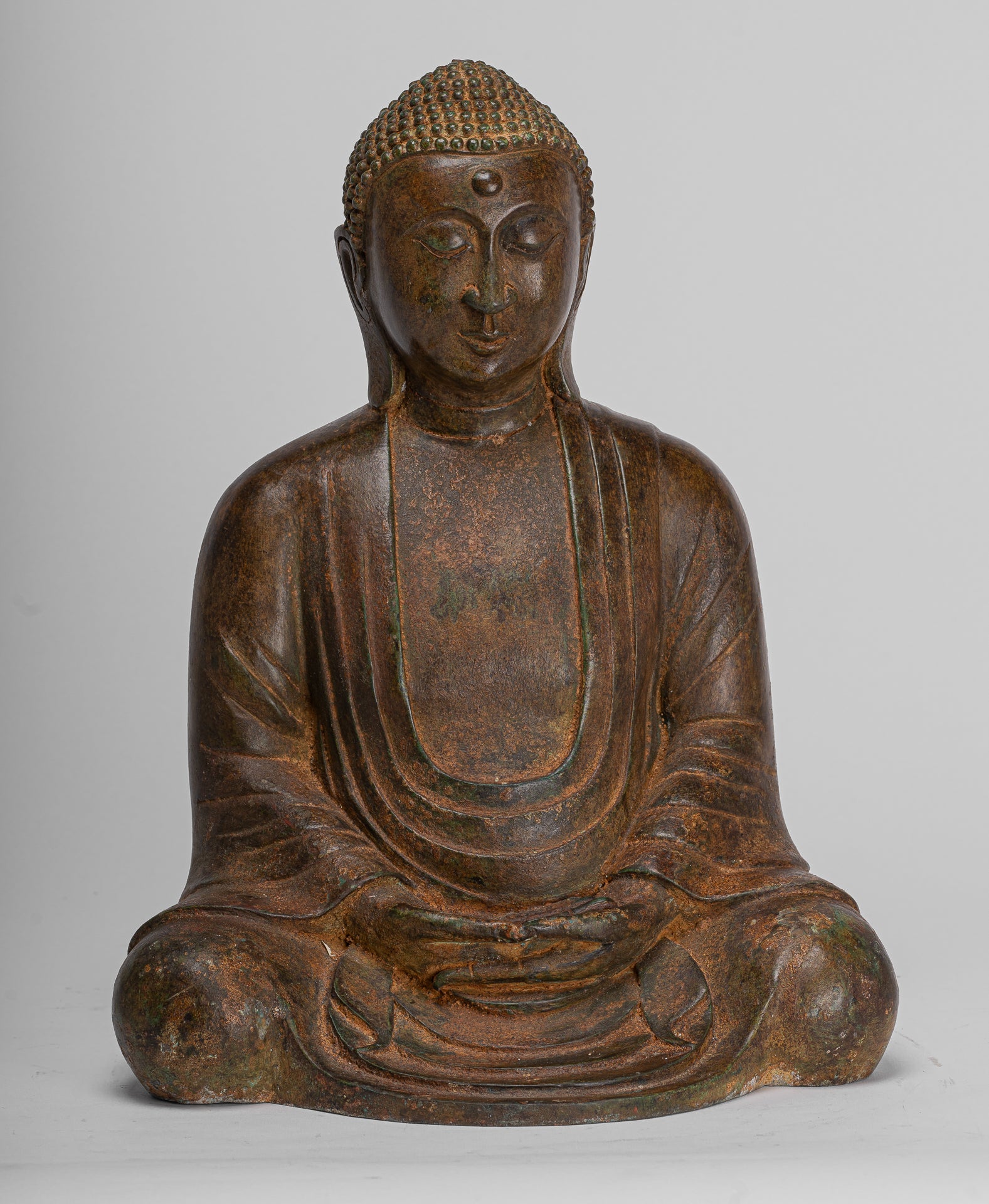 Japanese Buddha - Antique Japanese Style Bronze Seated Meditation Amitabha Buddha Statue - 36cm/14"