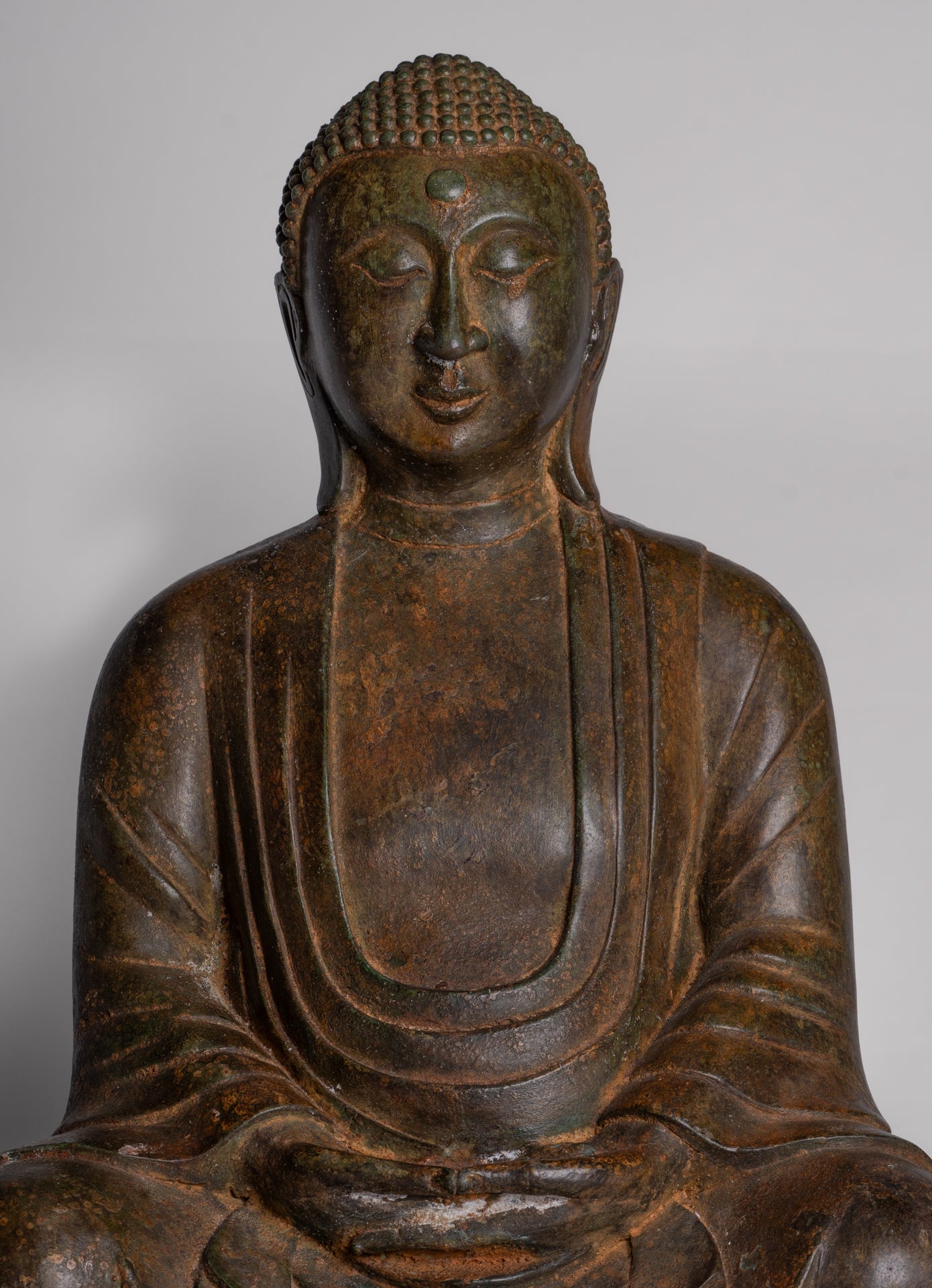 Japanese Buddha - Antique Japanese Style Bronze Seated Meditation Amitabha Buddha Statue - 36cm/14"