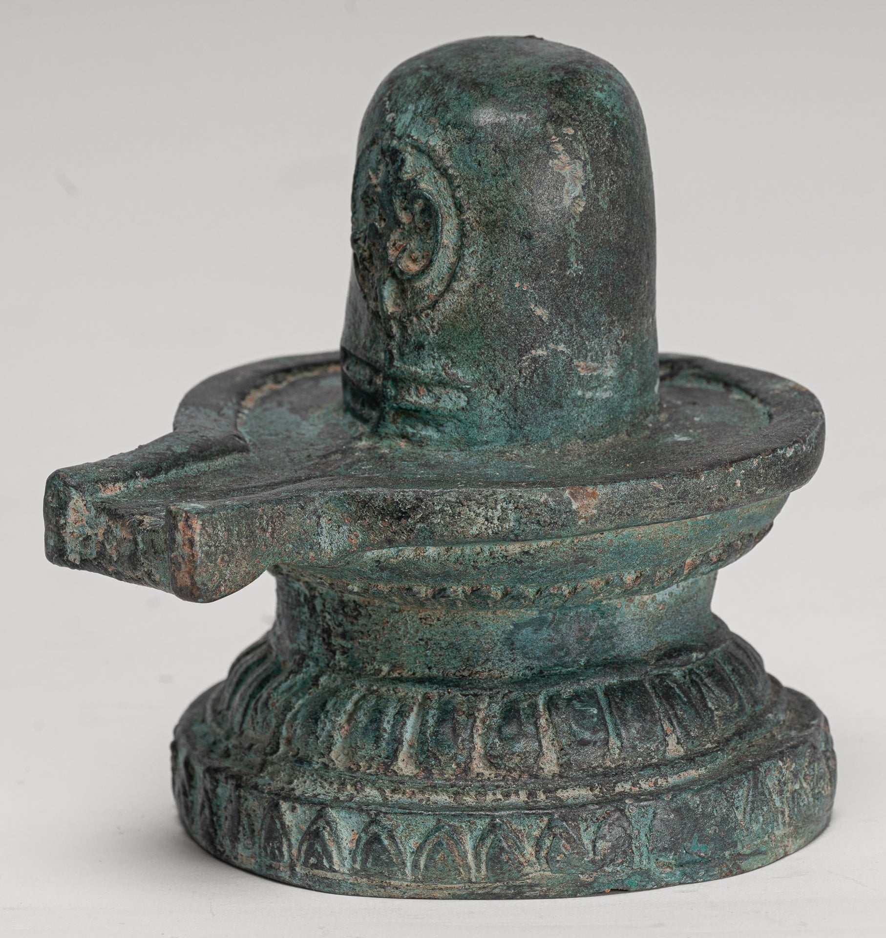 Linga - Antique Indian Style South Asia Bronze Shiva Linga / Lingnum & Yoni - 15cm/6"