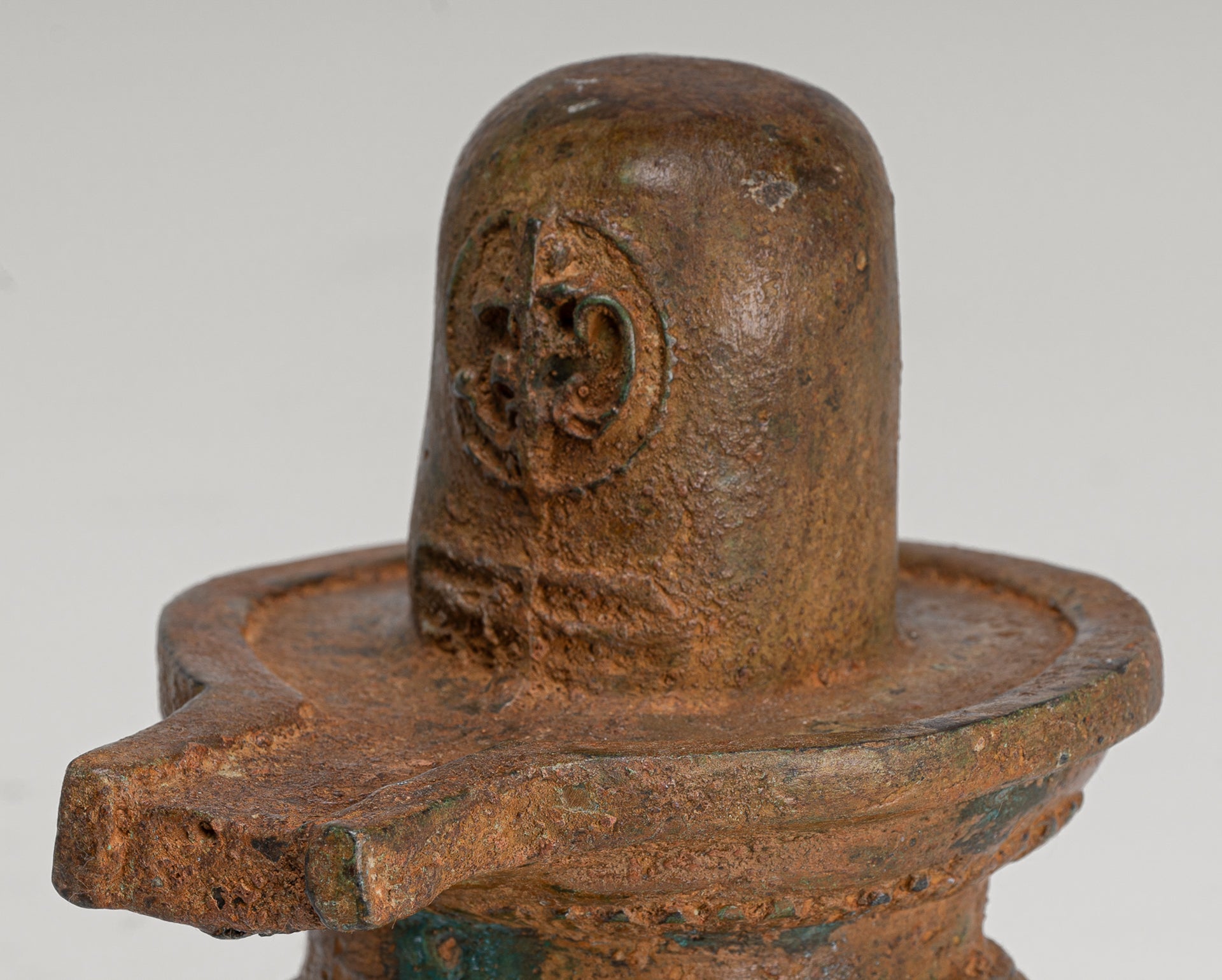 Linga - Antique Indian Style South Asia Bronze Shiva Linga / Lingnum & Yoni - 15cm/6"