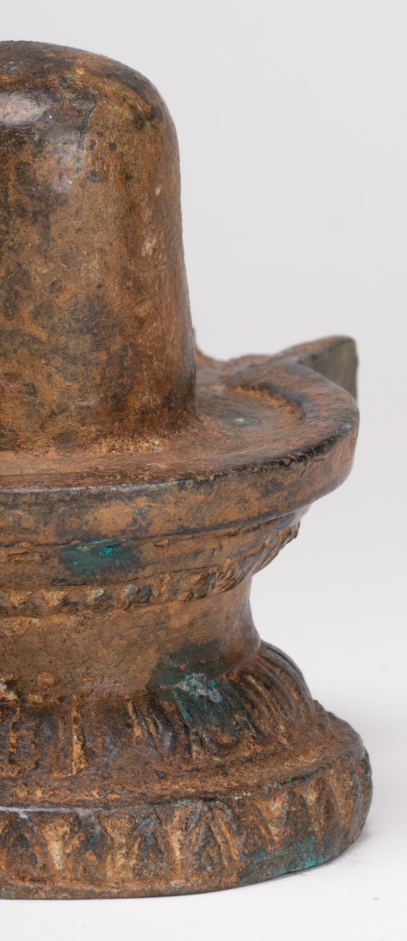 Linga - Antique Indian Style South Asia Bronze Shiva Linga / Lingnum & Yoni - 13cm/5"