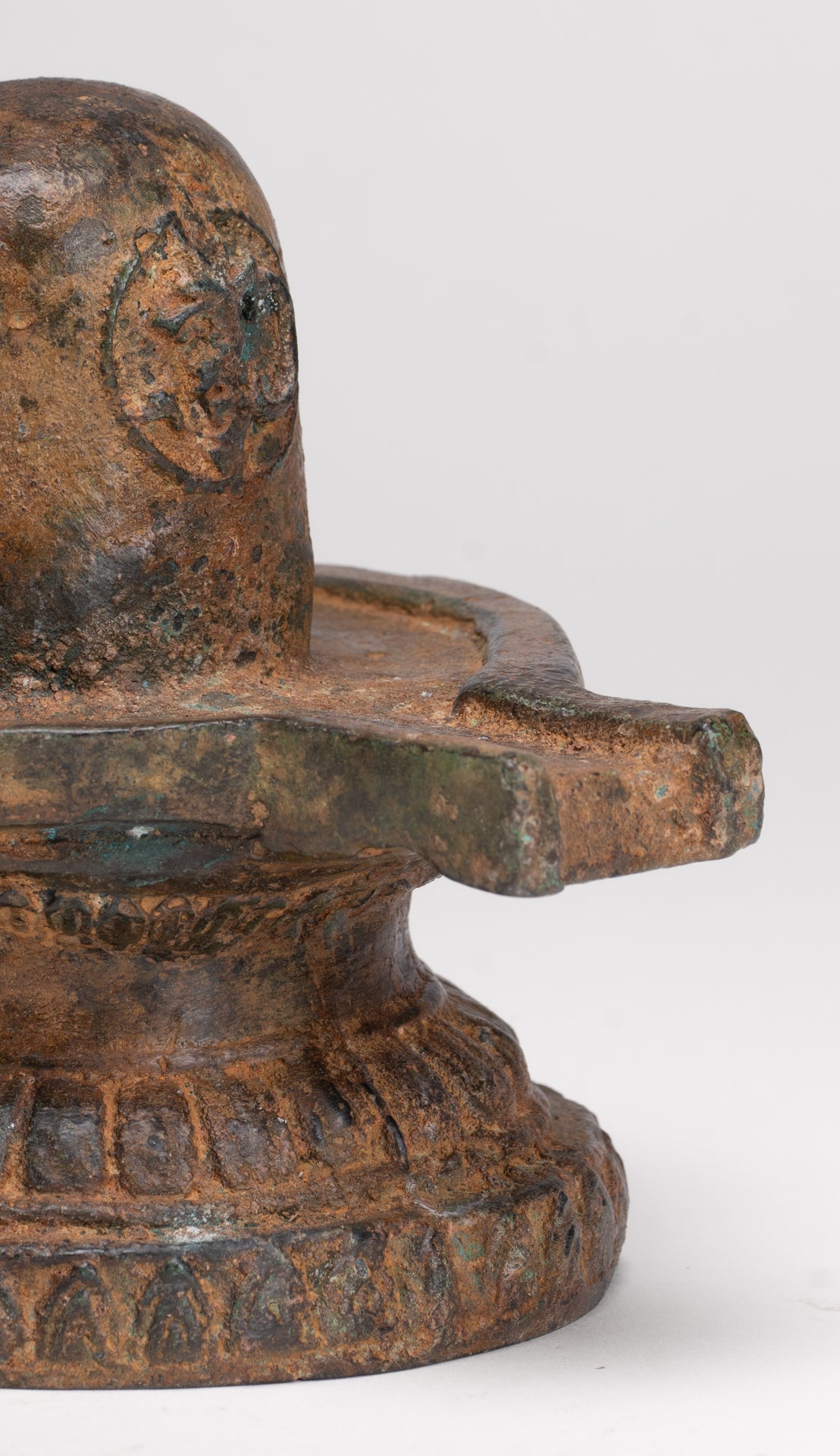 Linga - Antique Indian Style South Asia Bronze Shiva Linga / Lingnum & Yoni - 13cm/5"