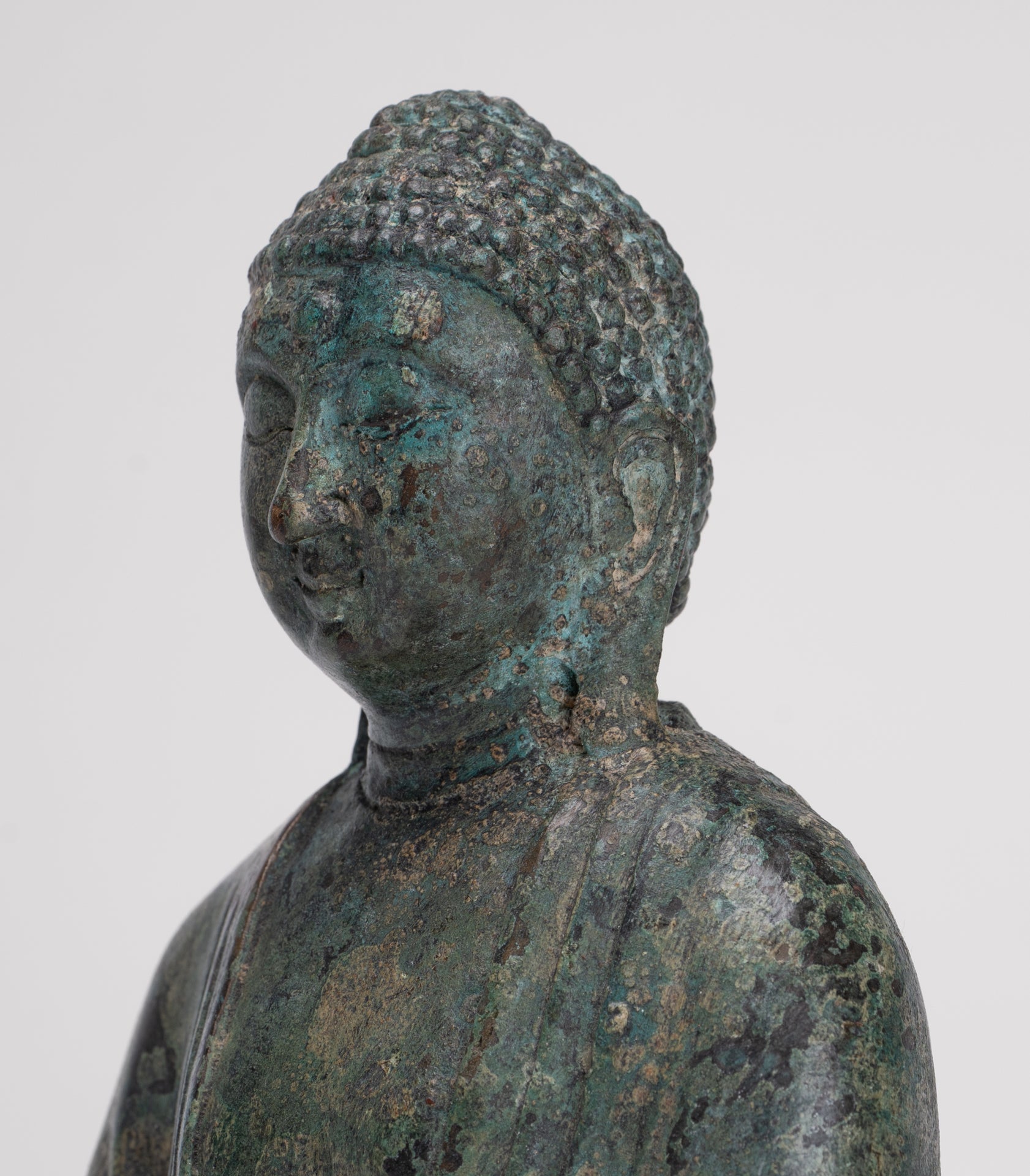 Japanese Buddha - Antique Japanese Style Bronze Seated Meditation Amitabha Buddha Statue - 18cm/7"