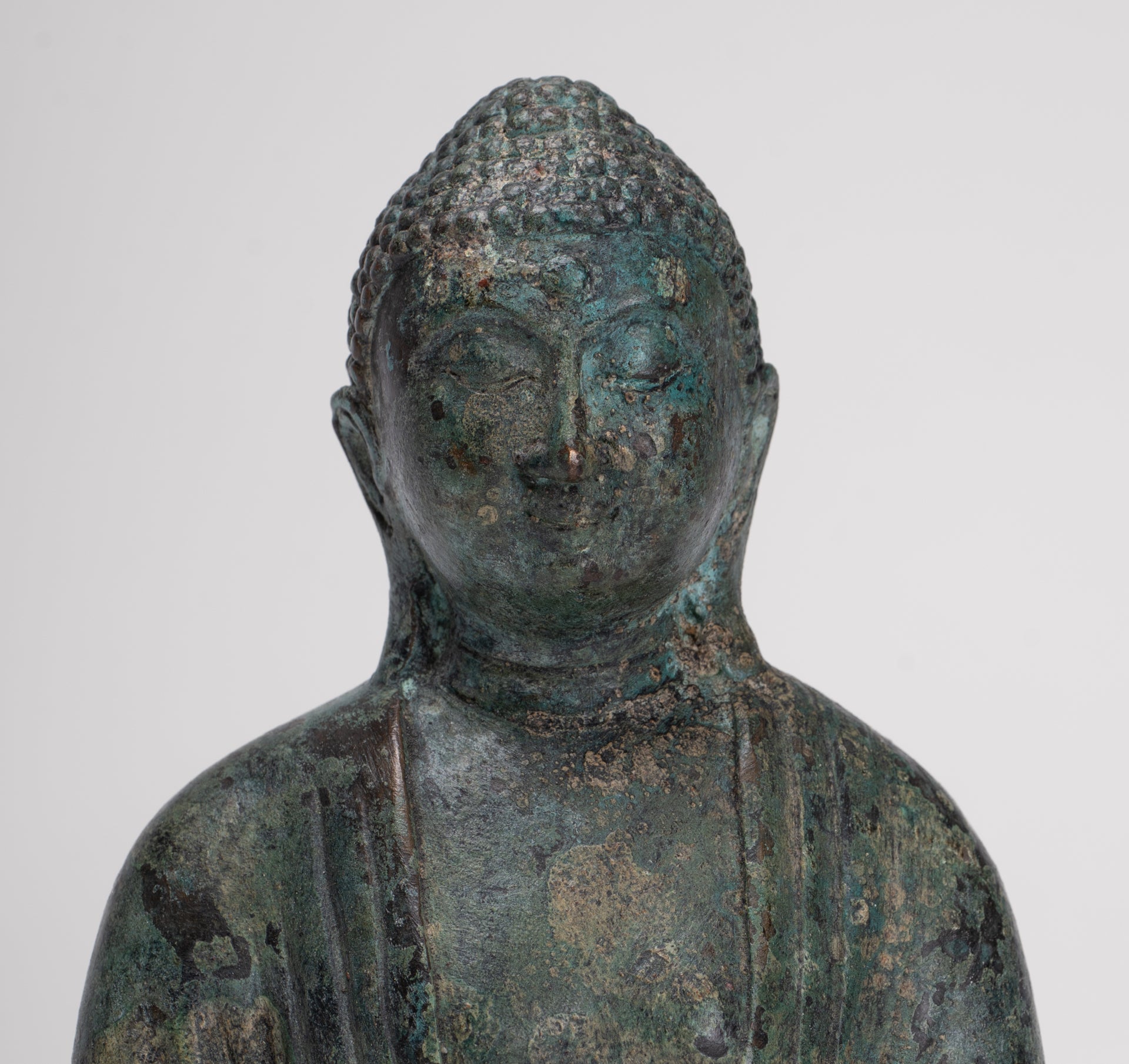 Japanese Buddha - Antique Japanese Style Bronze Seated Meditation Amitabha Buddha Statue - 18cm/7"
