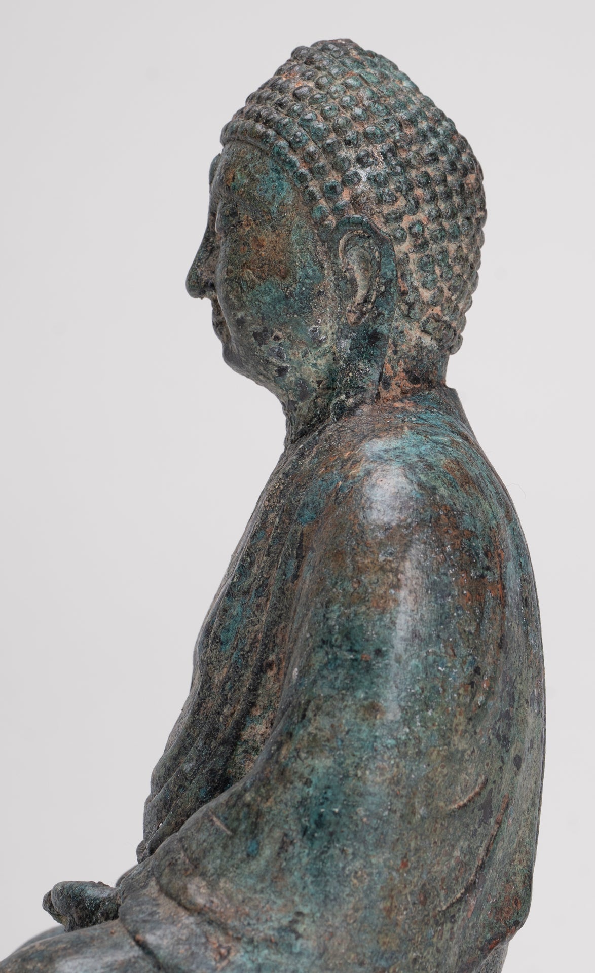 Japanese Buddha - Antique Japanese Style Bronze Seated Meditation Amitabha Buddha Statue - 18cm/7"