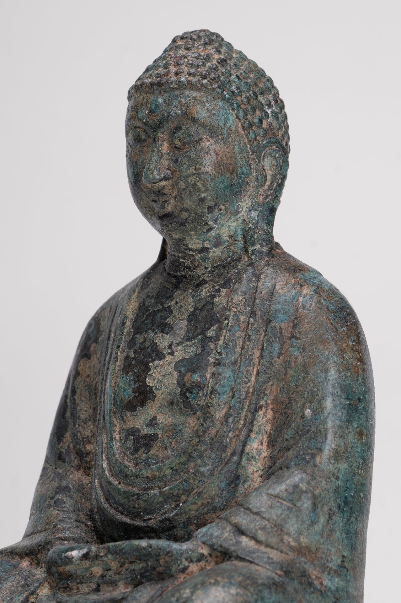 Japanese Buddha - Antique Japanese Style Bronze Seated Meditation Amitabha Buddha Statue - 18cm/7"