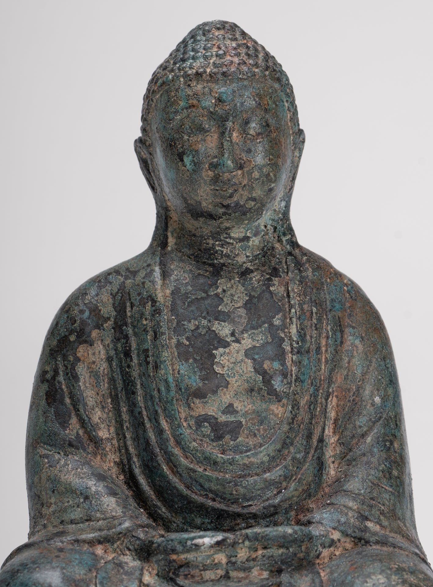 Japanese Buddha - Antique Japanese Style Bronze Seated Meditation Amitabha Buddha Statue - 18cm/7"