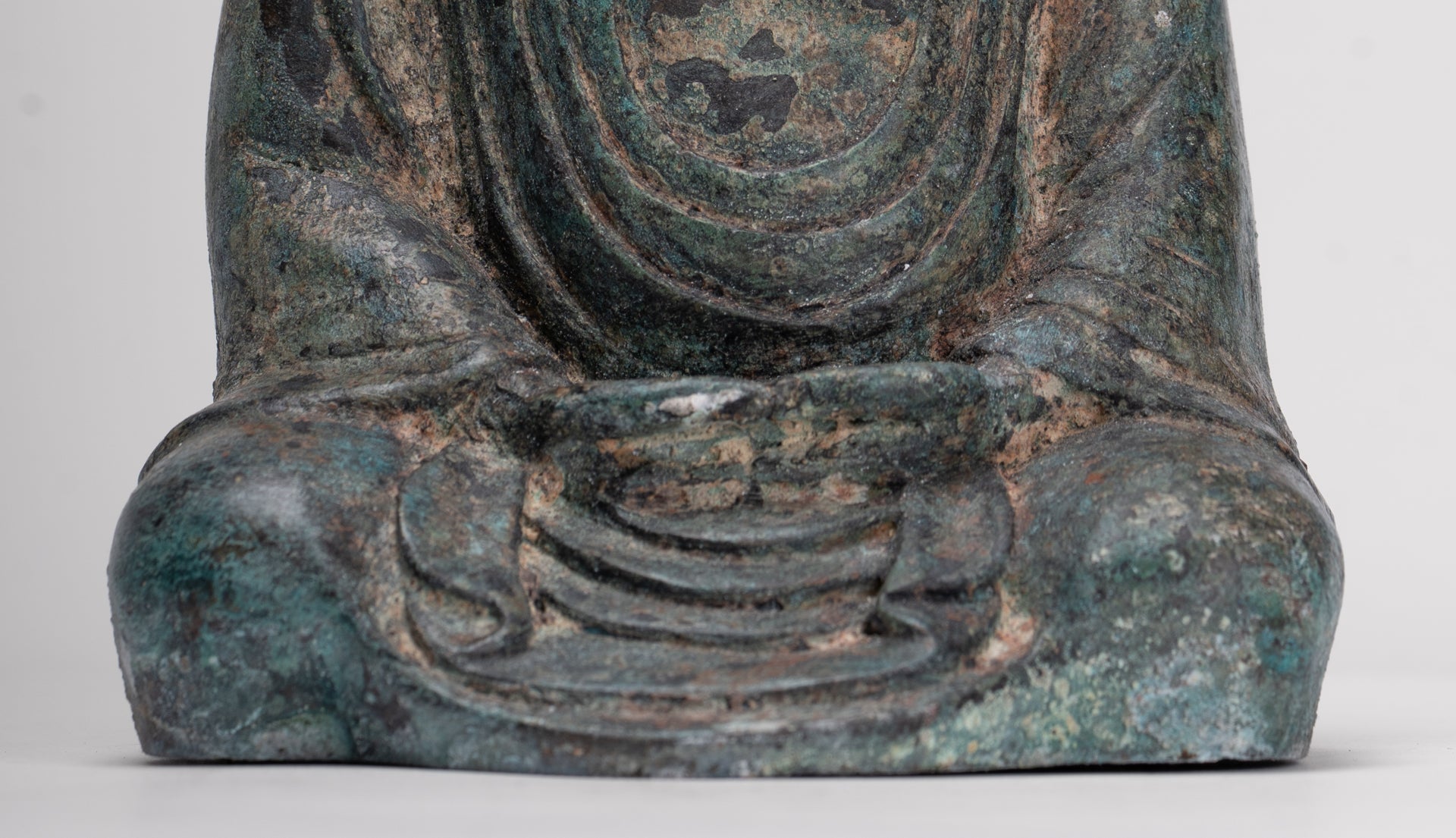 Japanese Buddha - Antique Japanese Style Bronze Seated Meditation Amitabha Buddha Statue - 18cm/7"