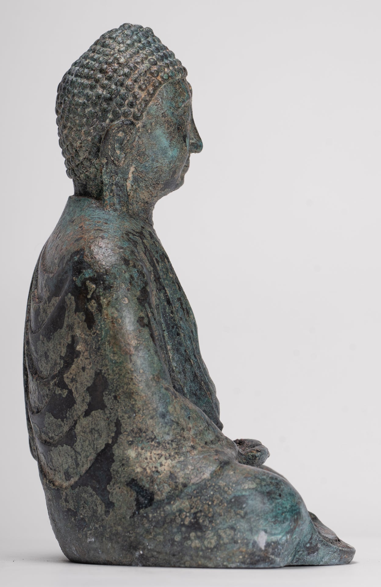 Japanese Buddha - Antique Japanese Style Bronze Seated Meditation Amitabha Buddha Statue - 18cm/7"