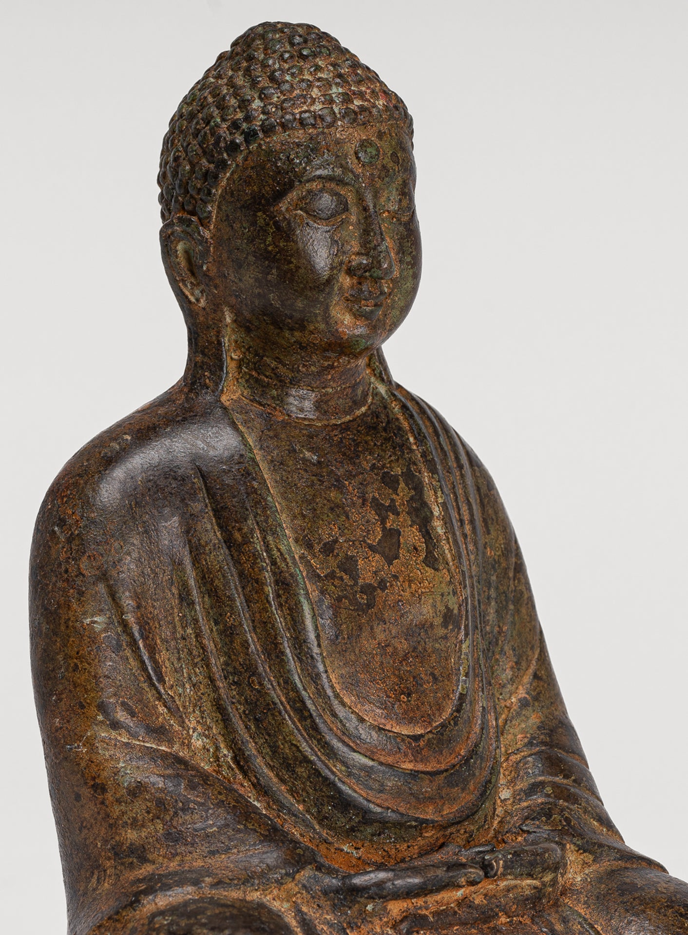 Japanese Buddha - Antique Japanese Style Bronze Seated Meditation Amitabha Buddha Statue - 18cm/7" (Copy)