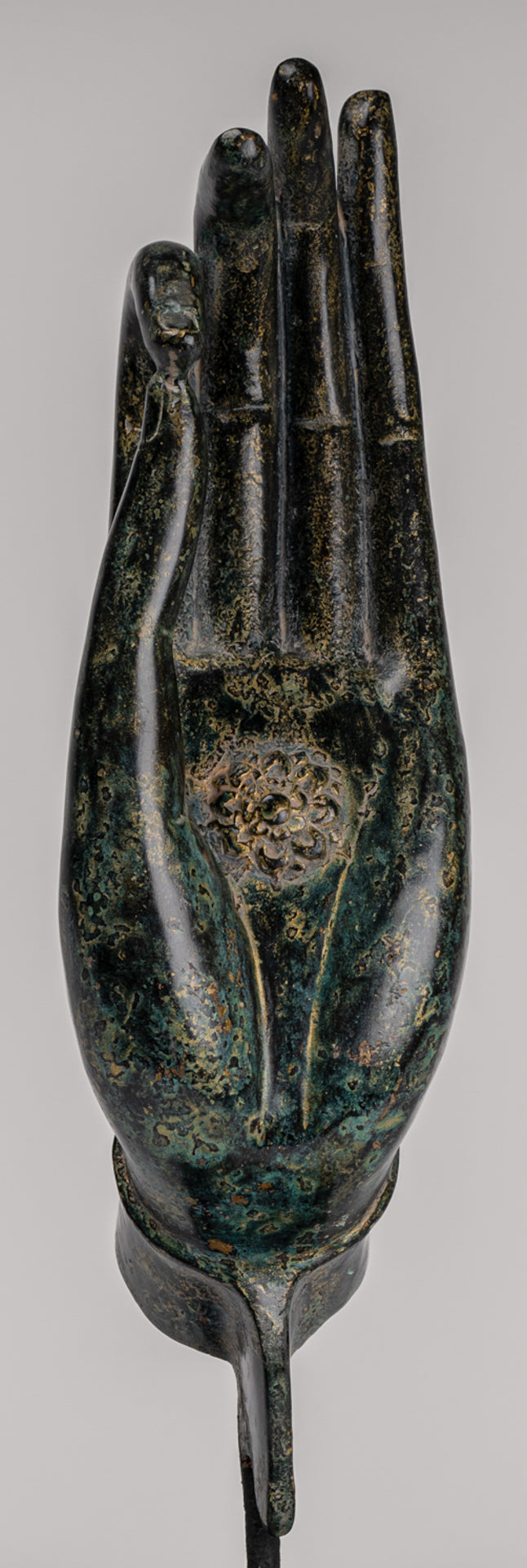 Mounted Antique Khmer Style Southeast Asia Bronze Teaching Hand - 38cm/15"