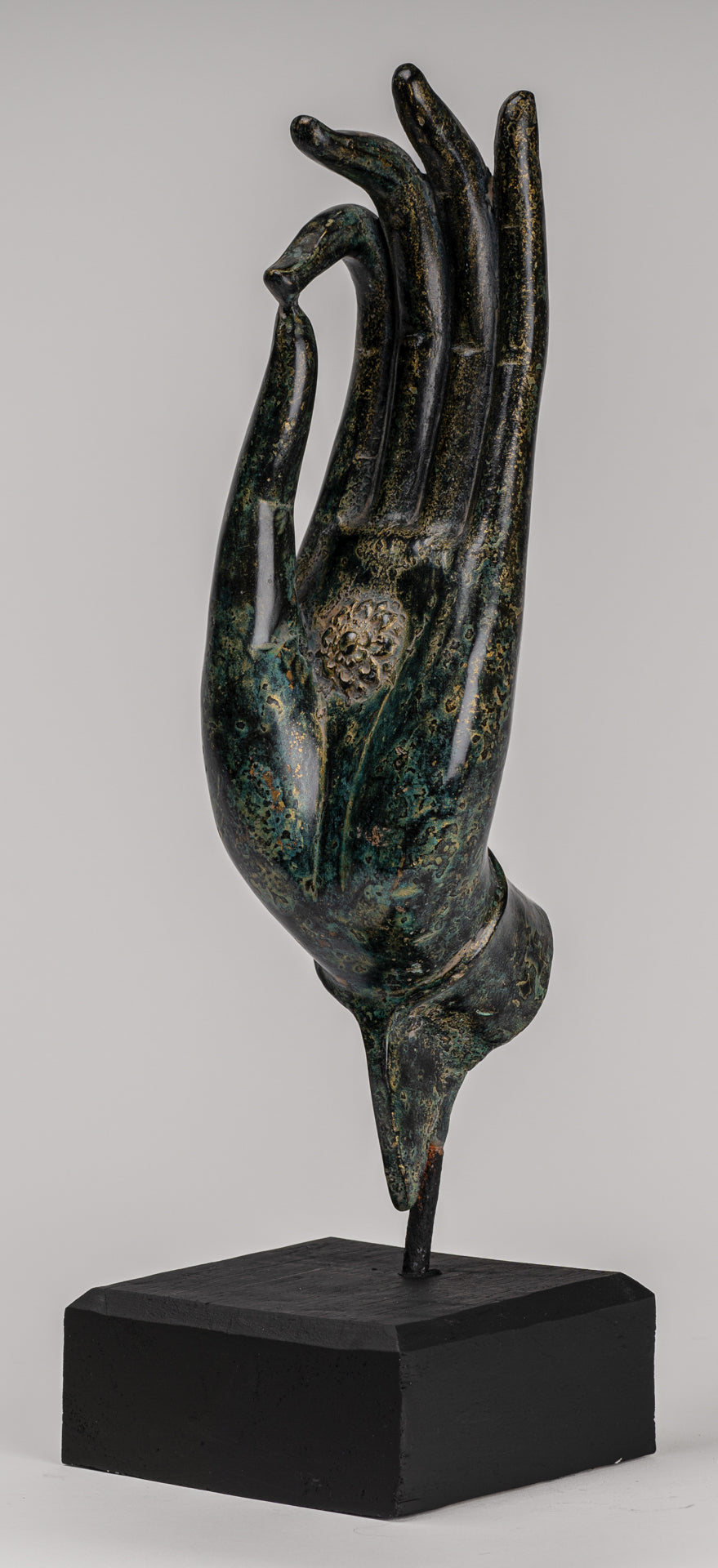 Mounted Antique Khmer Style Southeast Asia Bronze Teaching Hand - 38cm/15"