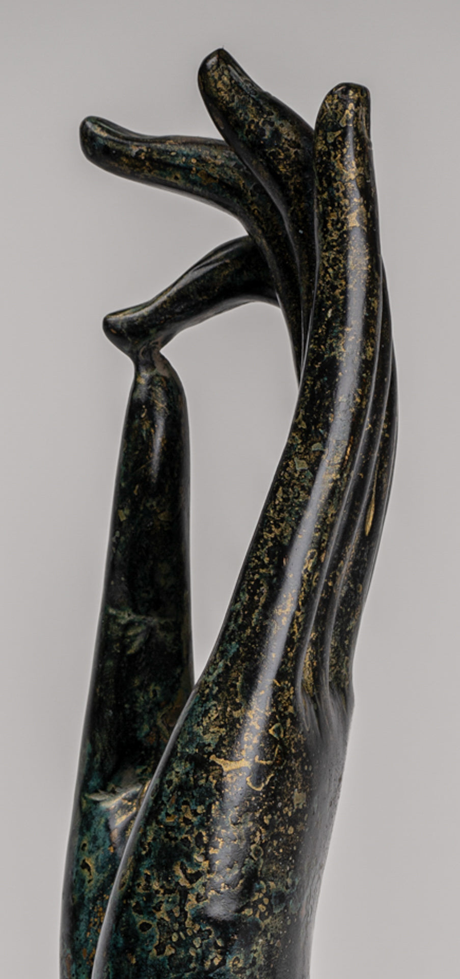 Mounted Antique Khmer Style Southeast Asia Bronze Teaching Hand - 38cm/15"