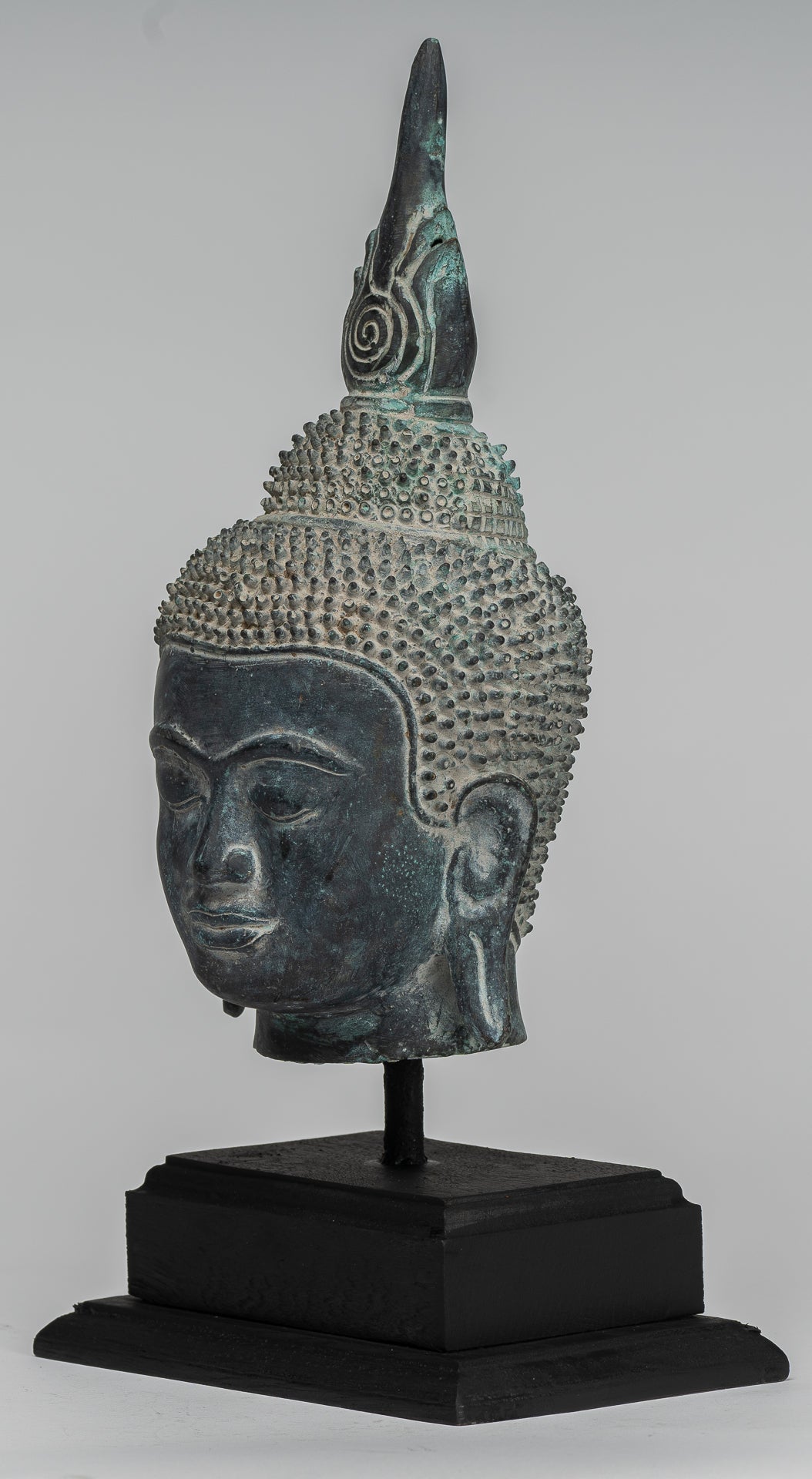 Estatua de Buda - Cabeza de Buda Montada de Bronce Estilo de Bronce Antiguo - 29 cm/12 "