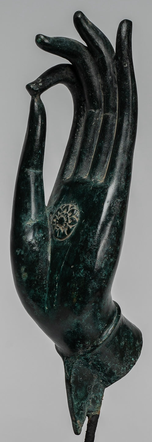 Mano de enseñanza de bronce de bronce del sudeste asiático de estilo antiguo montado - 40 cm/16 "