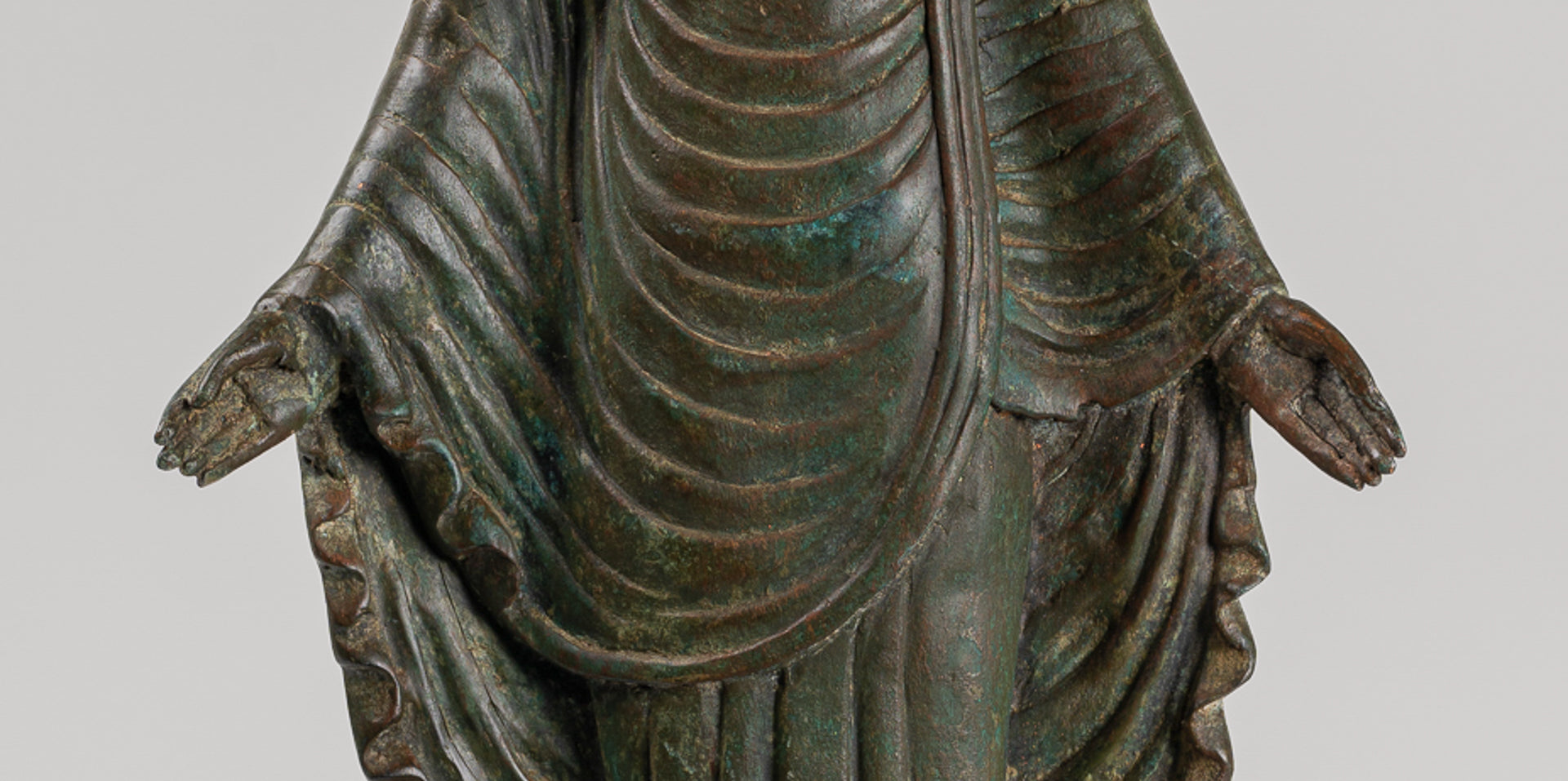 Indian Buddha Statue - Antique Gandhara Style Bronze Standing Buddha Statue - 70cm/28"