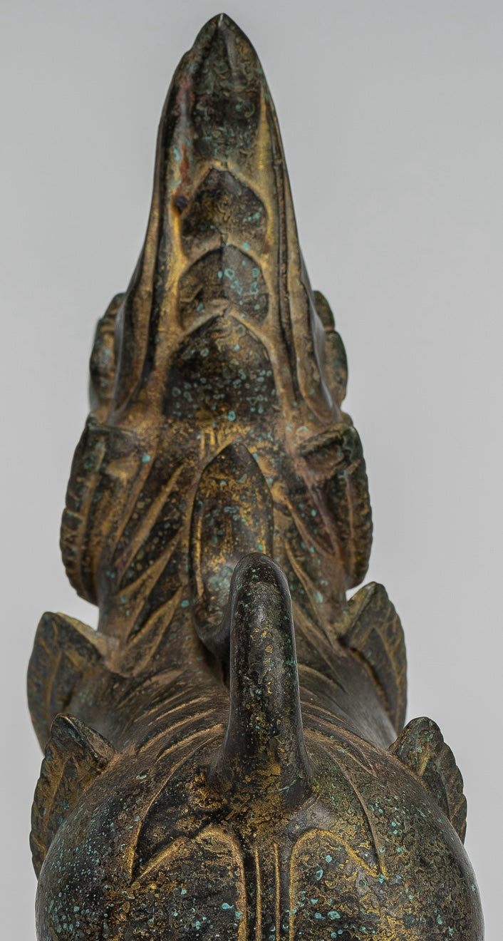 Antique Burmese Style Bronze Standing Chinthe Guardian Temple Lion - 29cm/12"