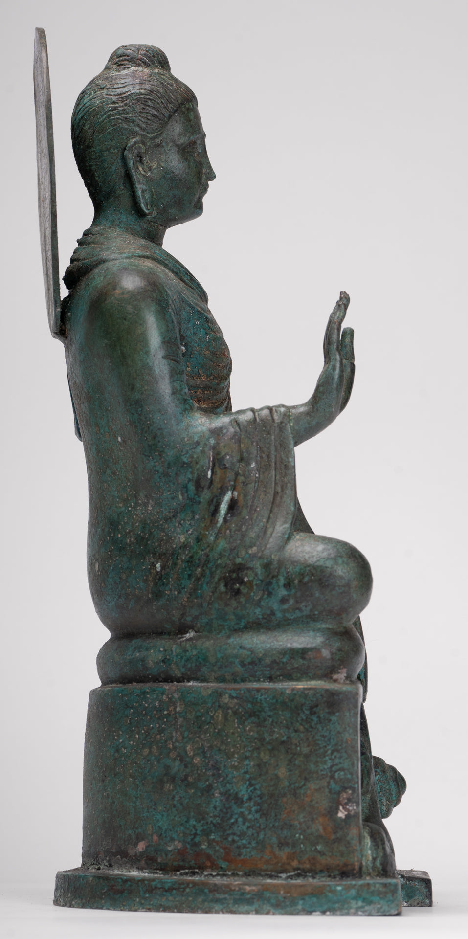 Indian Buddha Statue - Antique Gandhara Style Bronze Protection Buddha Statue - 35cm/14"