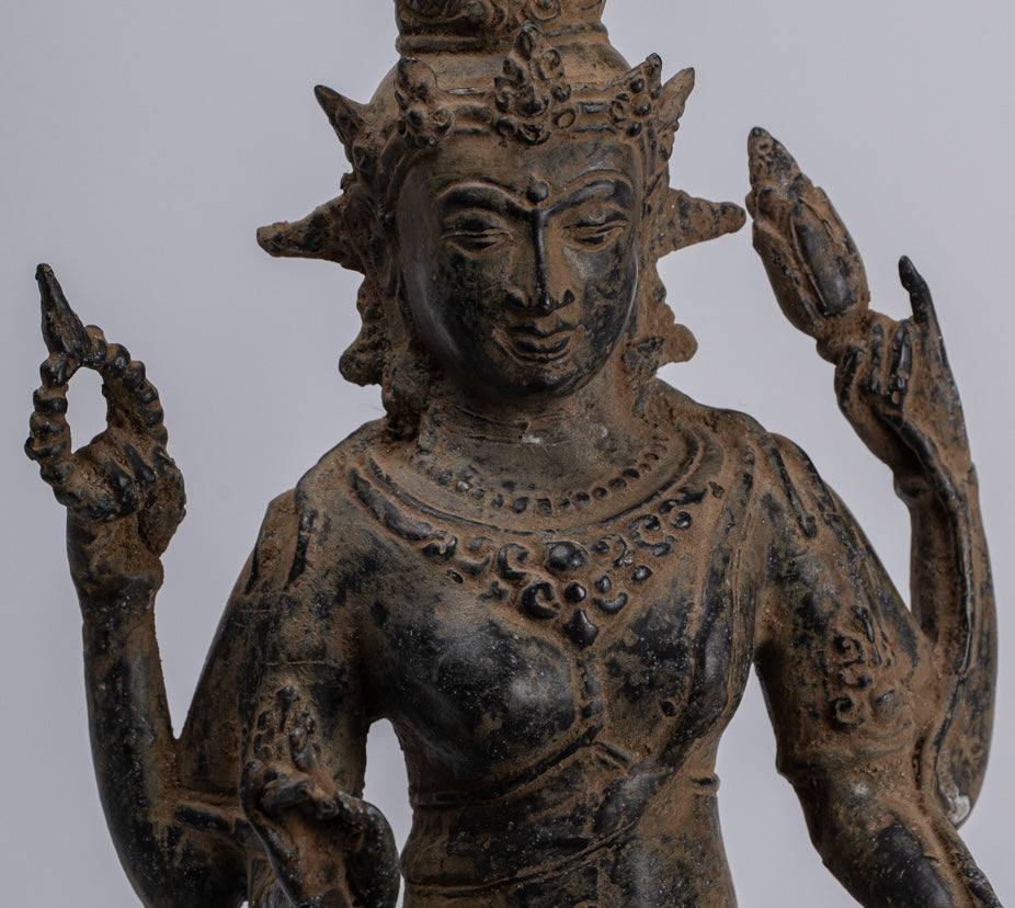 Statua di Tara - Antique Java Style Majapahit Seduto Devi Devi Tara Statua - 26 cm/10 "