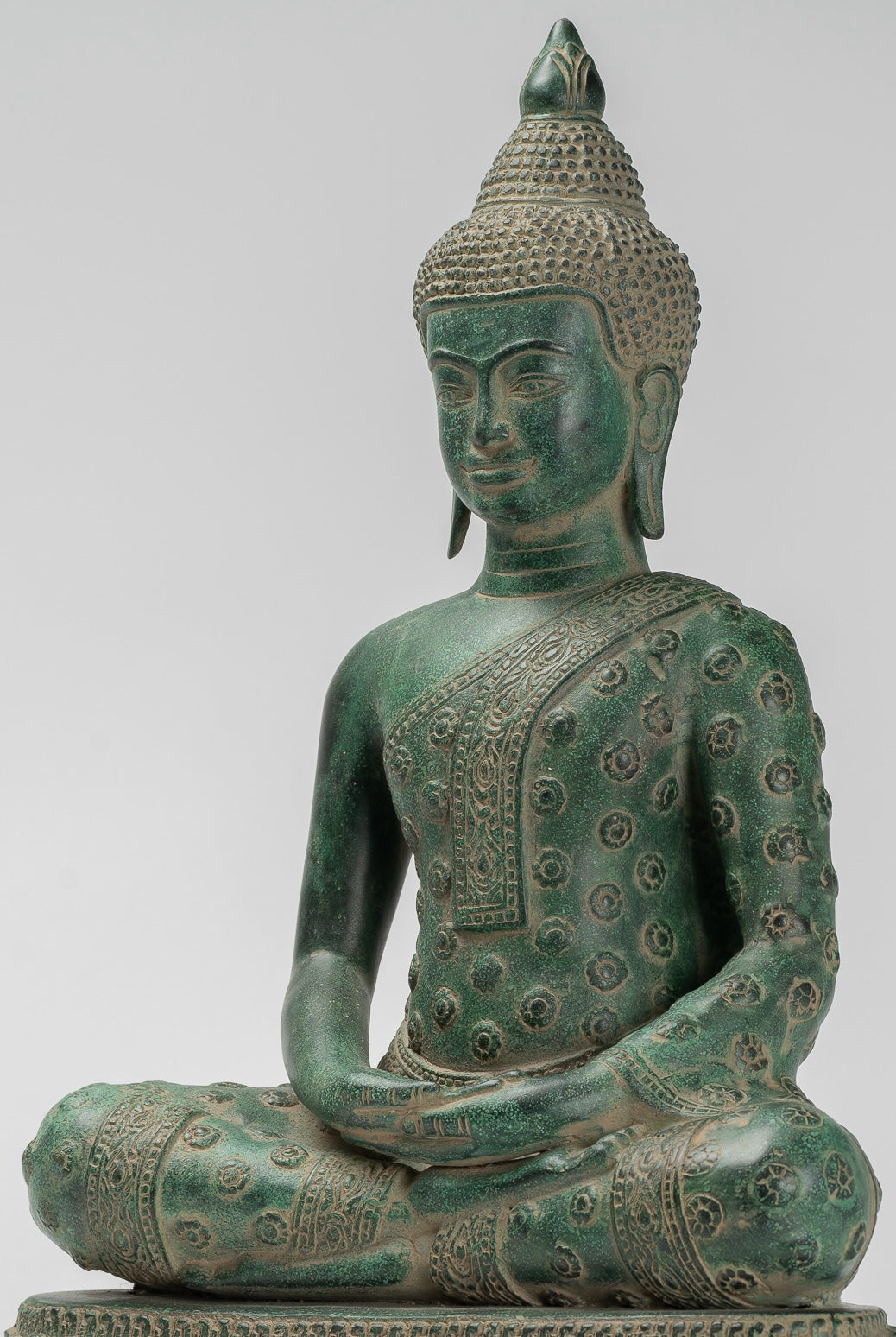 Buddha Statue - Antique Khmer Style Bronze Seated Amitabha Meditation Buddha Statue - 44cm/18"