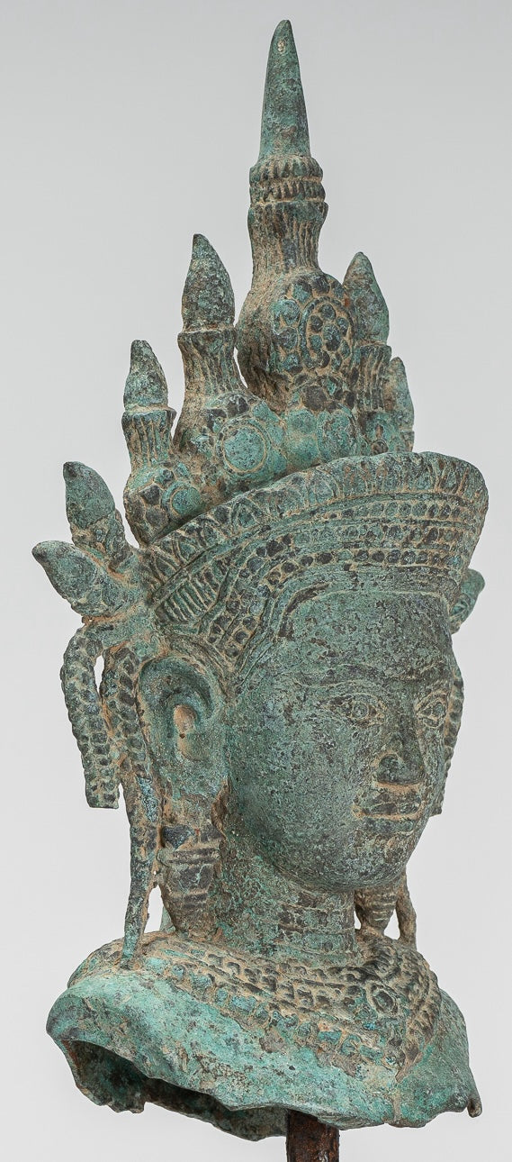 Apsara Statue - Antique Khmer Style Bronze Angkor Wat Apsara or Angel Statue - 30cm/12"