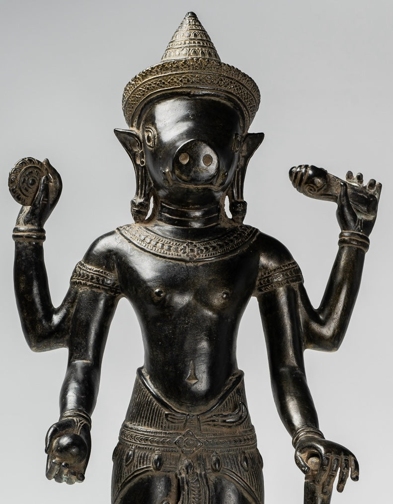 Varaha Statue - Antique Khmer Style Standing Bronze Varaha Boar Avatar of Vishnu - 55cm/22"