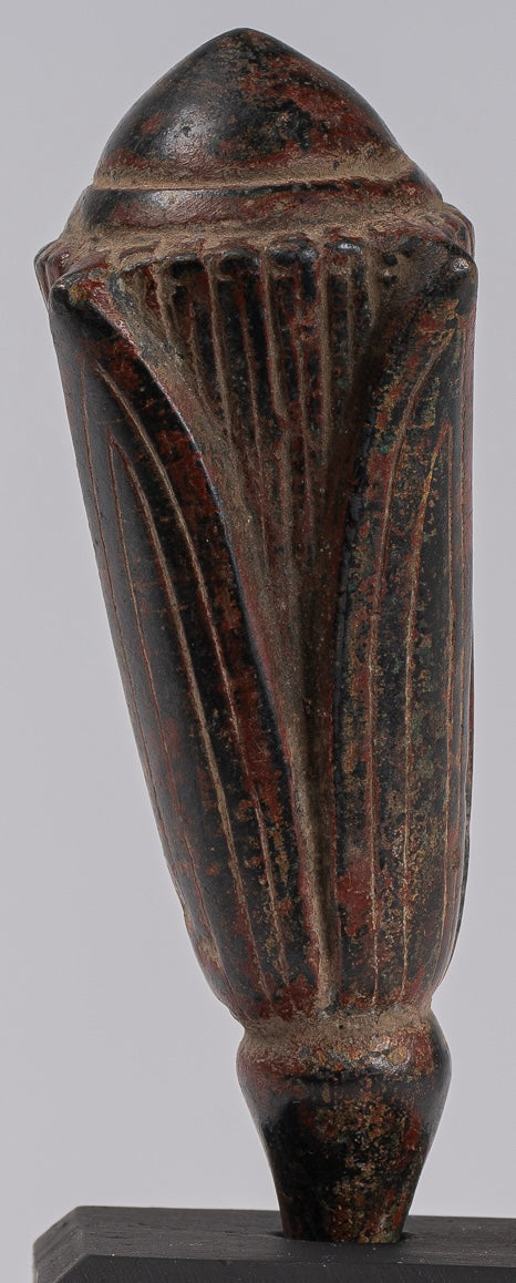 Mounted Antique Khmer Style Bronze Lotus Bud - 22cm/9"