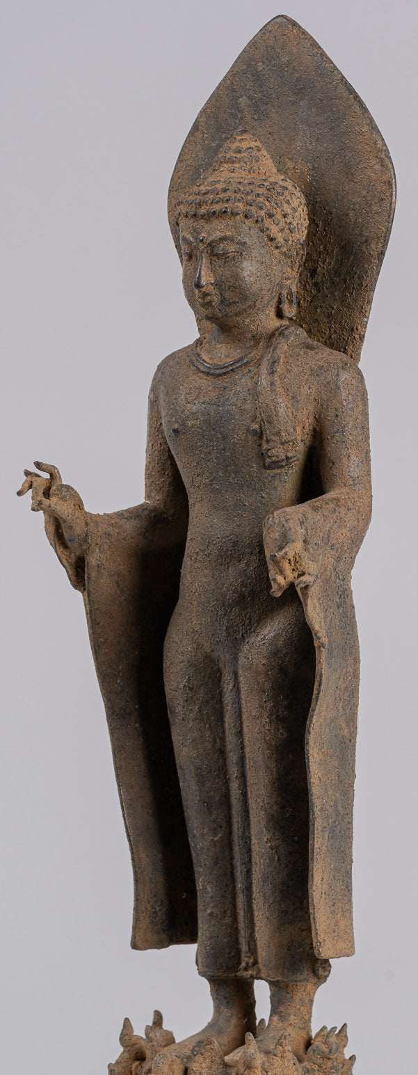 Buddha Statue - Antique Indonesian Style Bronze Javanese Teaching Buddha - 45cm/18"