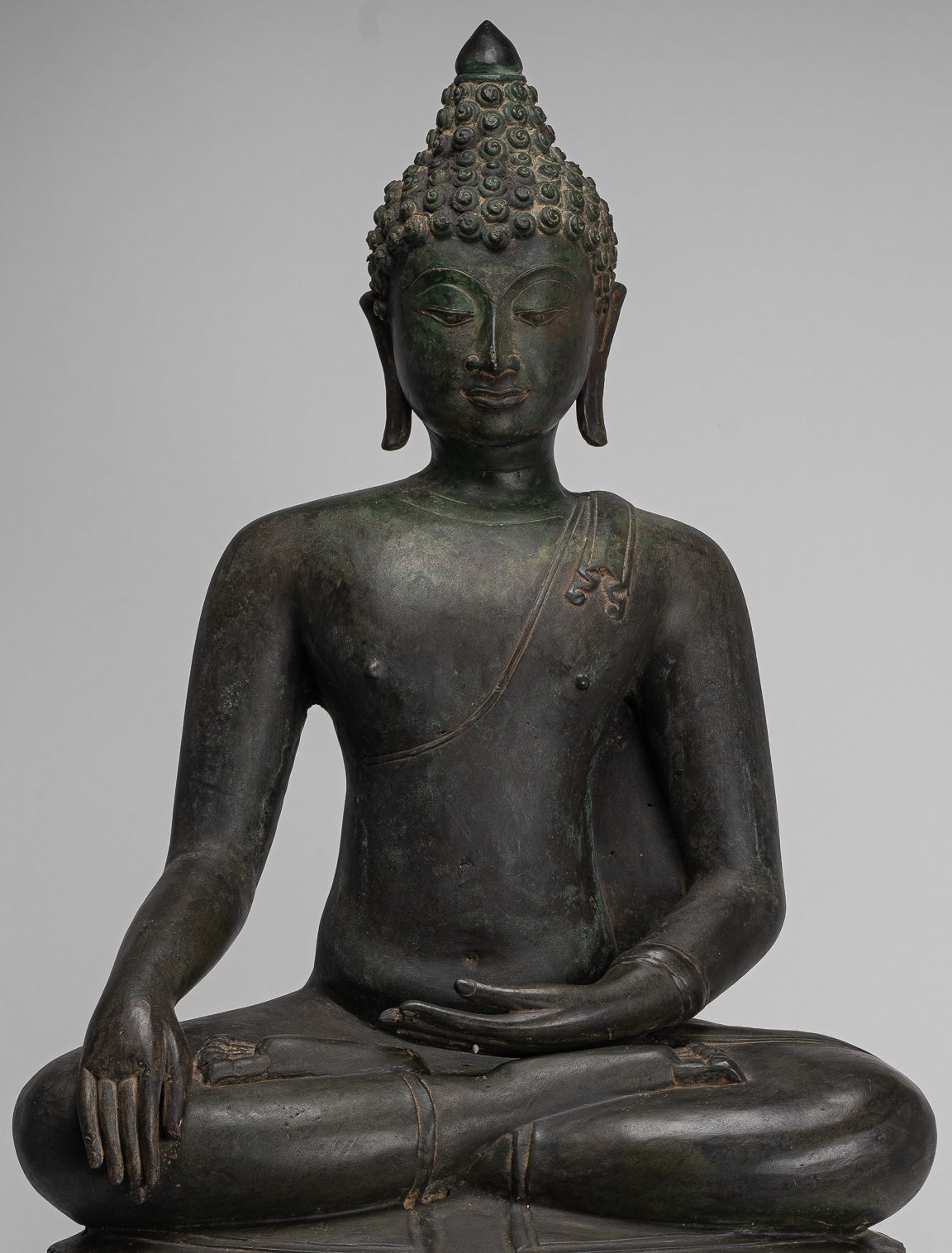 Large Buddha Statue - Antique Thai Style Bronze Chiang Saen Enlightenment Buddha Statue - 80cm/32"