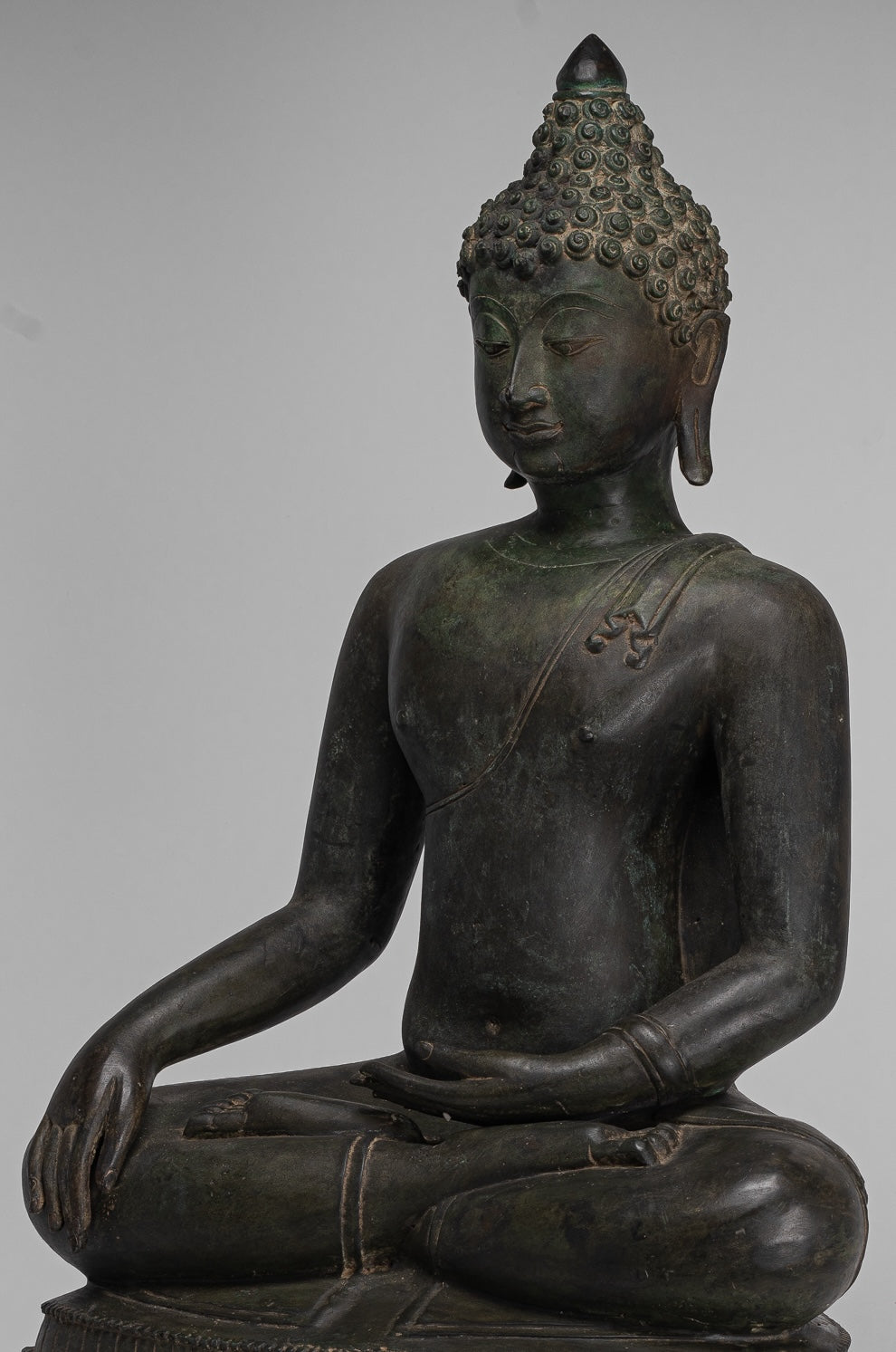 Large Buddha Statue - Antique Thai Style Bronze Chiang Saen Enlightenment Buddha Statue - 80cm/32"