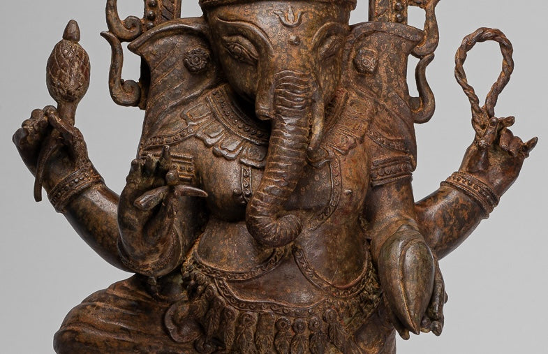 Large Ganesha Statue - Antique Thai Style Bronze Dancing Ganesh Statue - 85cm/34"