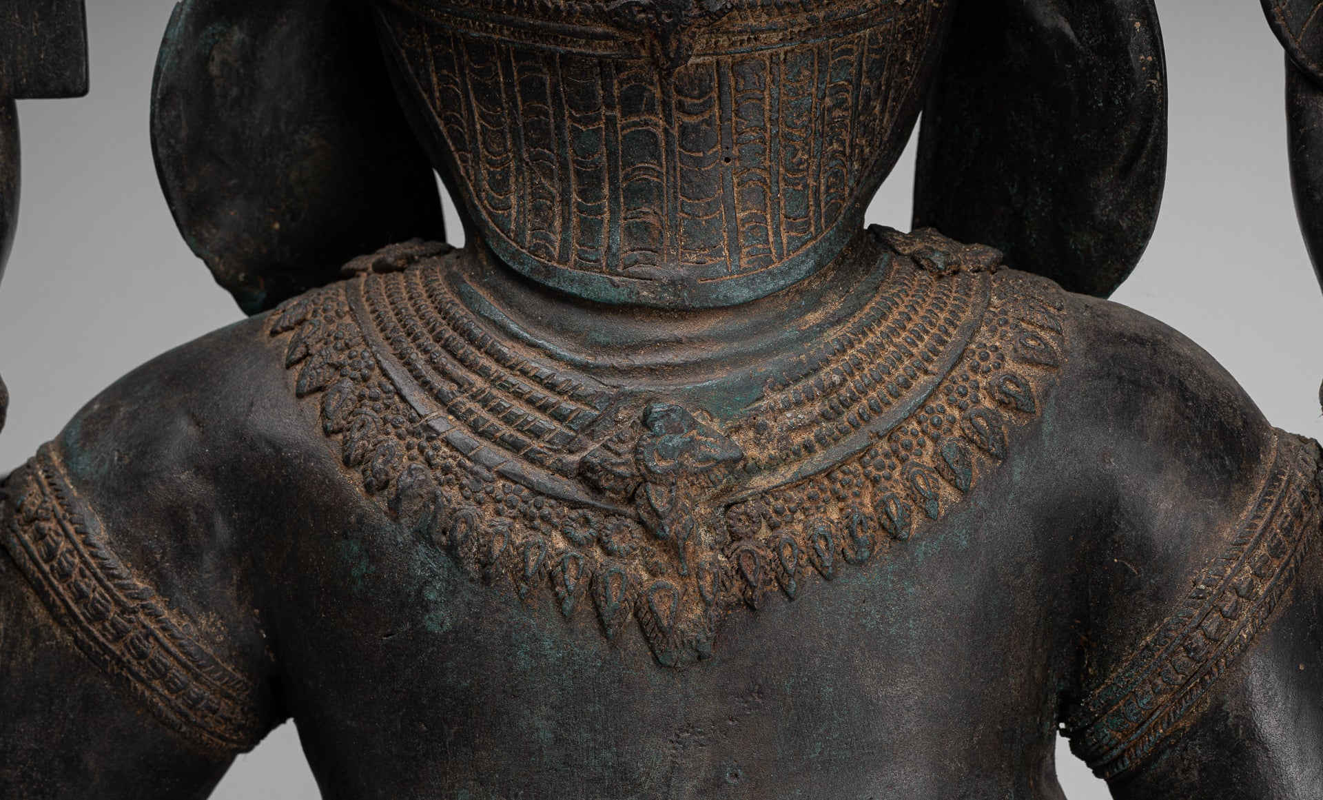 Ganesha Statue - Antique Thai Style Bronze Seated 4-Arm Ganesha Statue - 85cm/34"