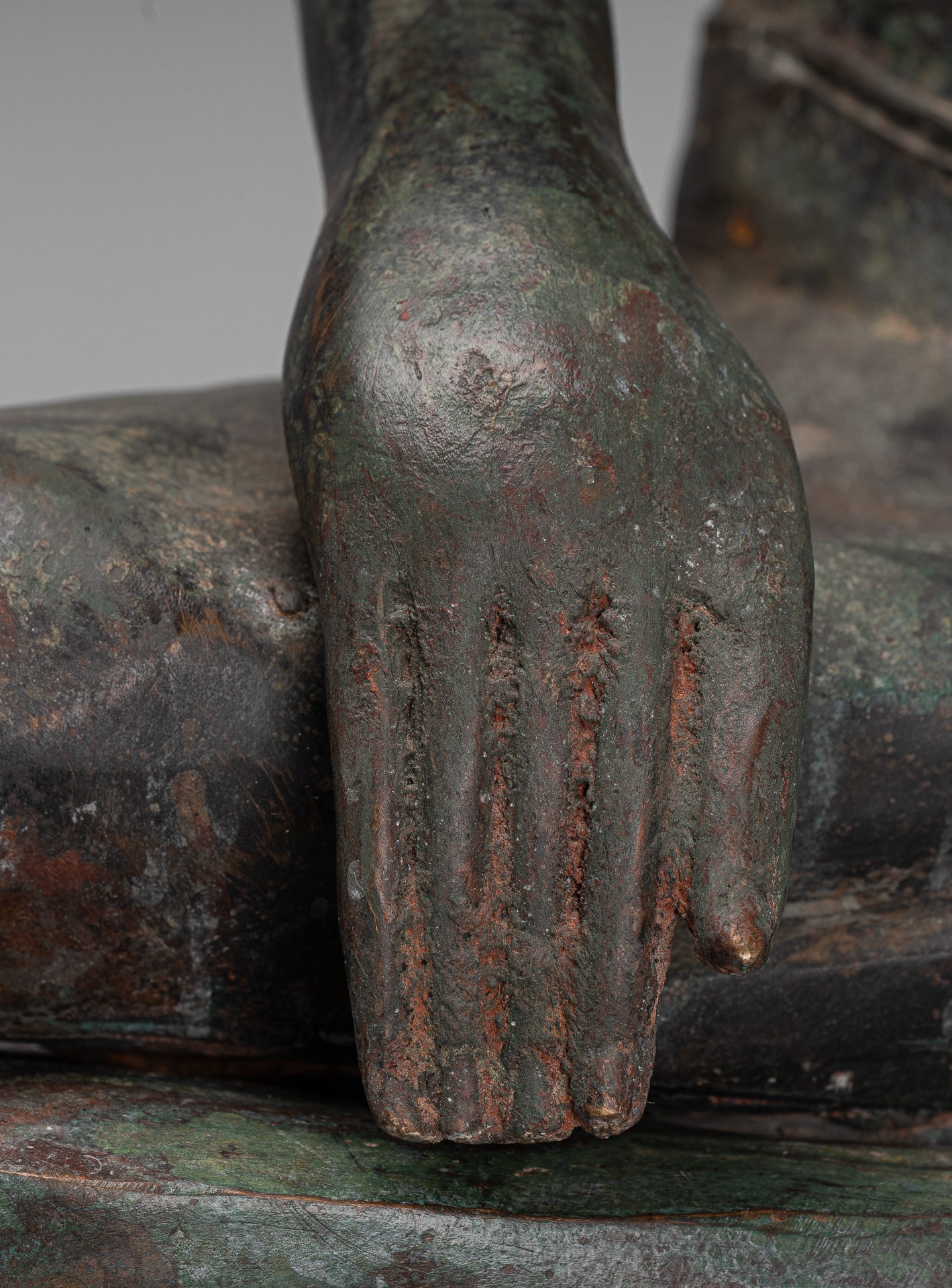 Buddha Statue - Antique U Thong Style Bronze Enlightenment Buddha Statue - 88cm/35"