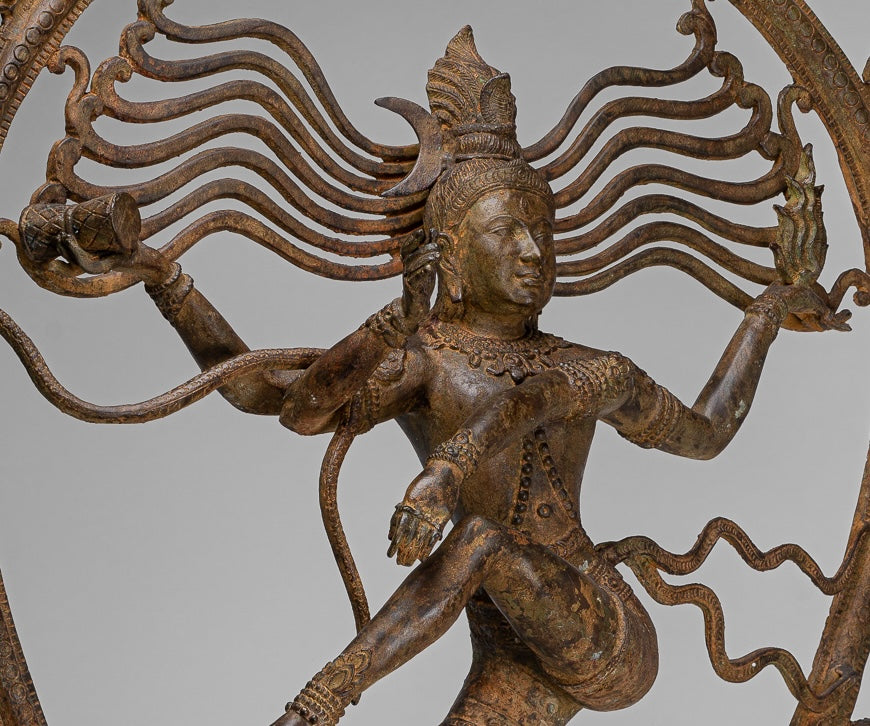 Large Shiva Statue - Antique Indian Style Bronze Dancing Shiva statue as Lord Nataraja - 109cm(44") Tall