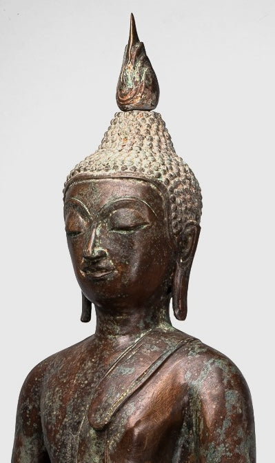 Large Buddha Statue - Antique Thai Style Chiang Rung Seated Enlightenment Buddha Statue - 101cm/40"