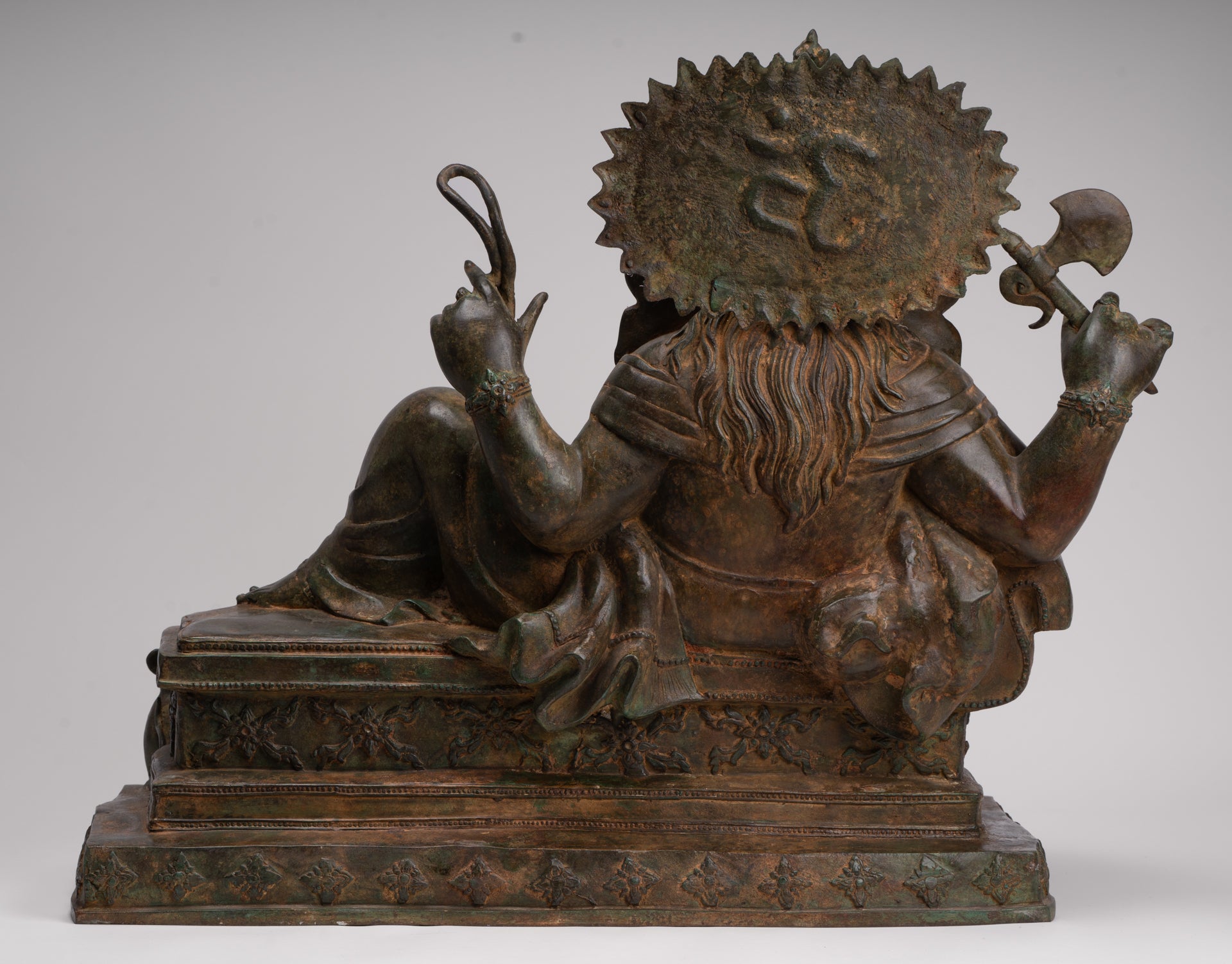 Ganesh - Antique Thai Style Bronze Reclining Ganesha Statue w/Mouse - 55cm/22"