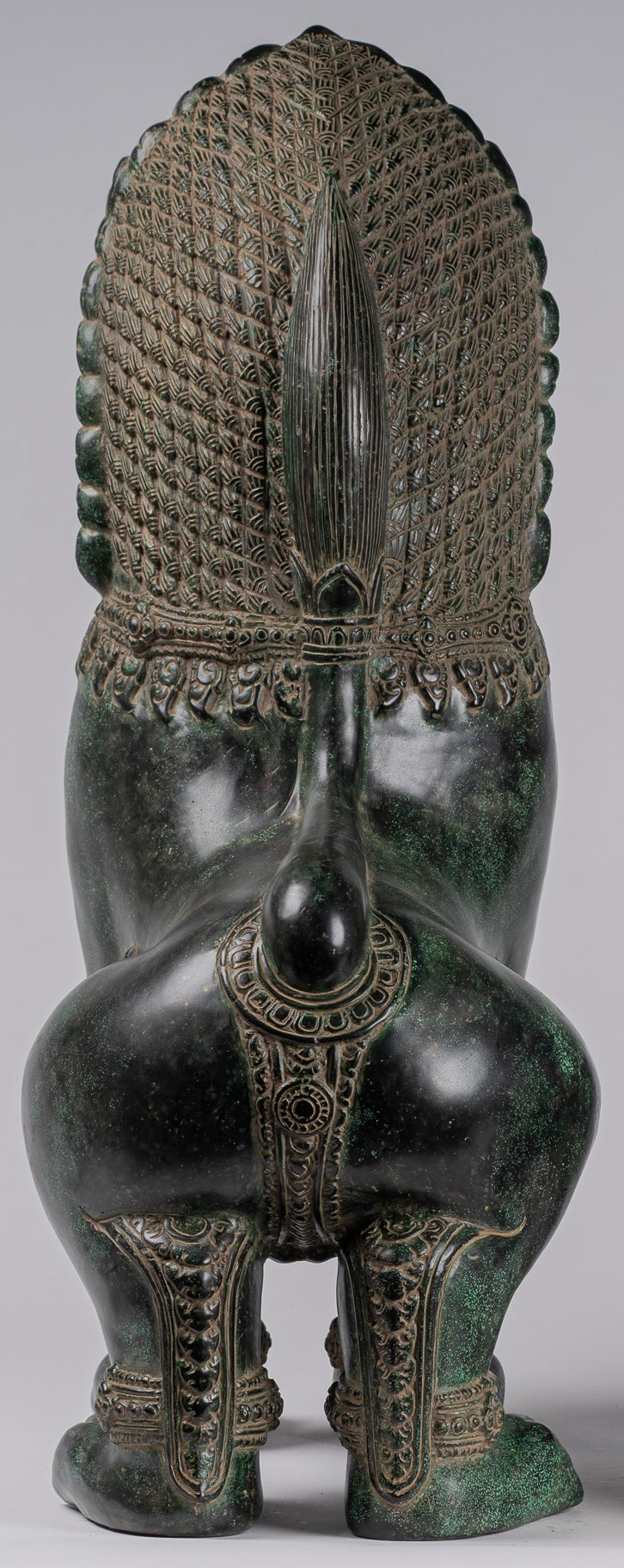 Temple Lions - Antique Khmer Style Bronze Temple Guardians or Lions (Pair) - 72cm/29"