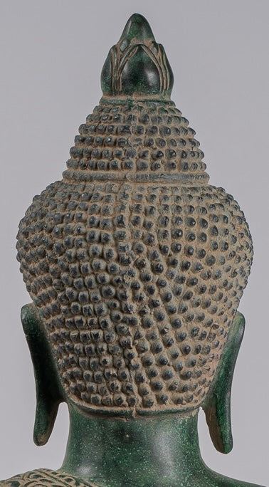 Buddha Statue - Antique Khmer Style Bronze Seated Teaching Buddha Statue - 45cm/18"